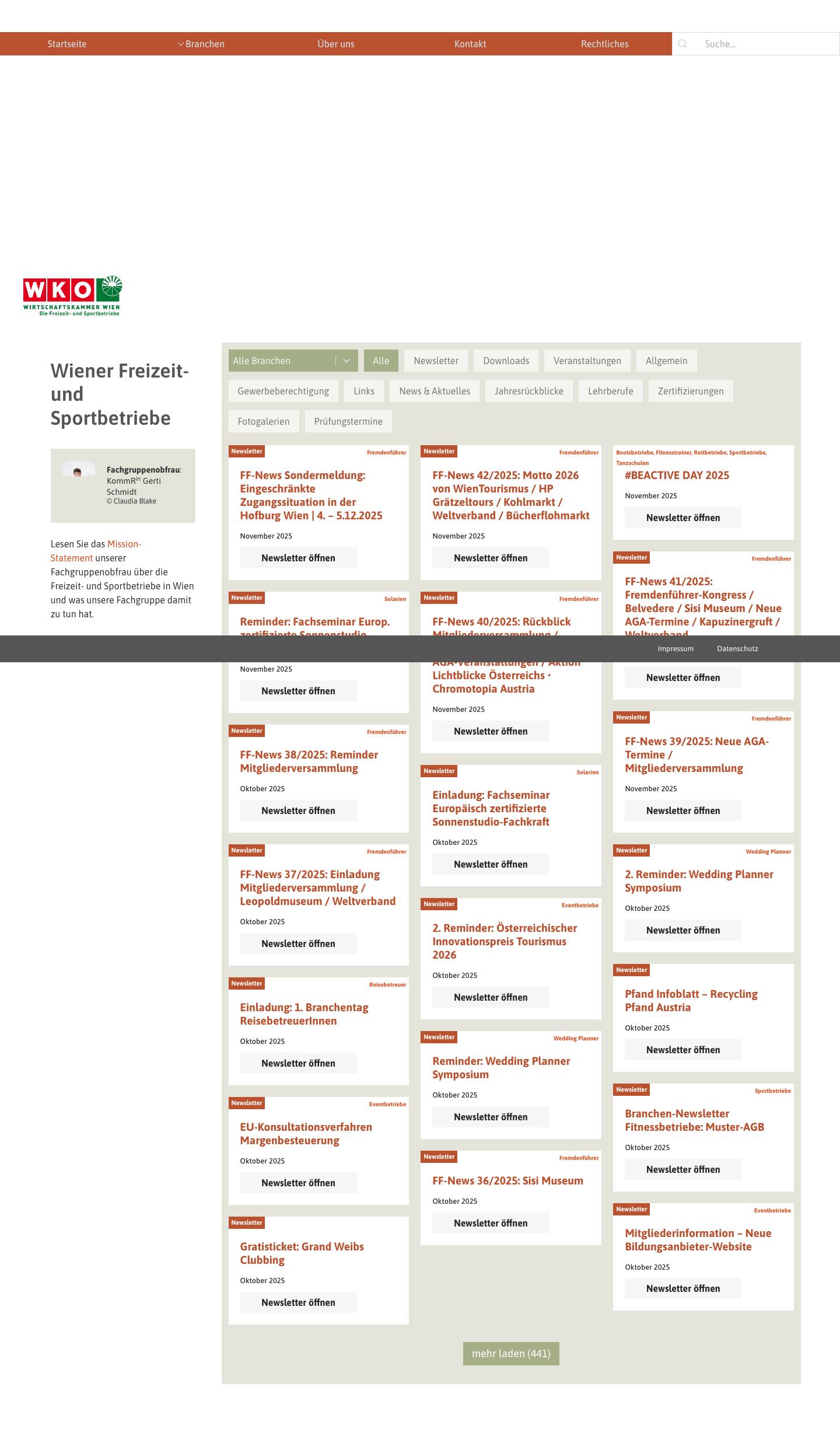 Wiener Freizeit- und Sportbetriebe - Home - Full Screenshot