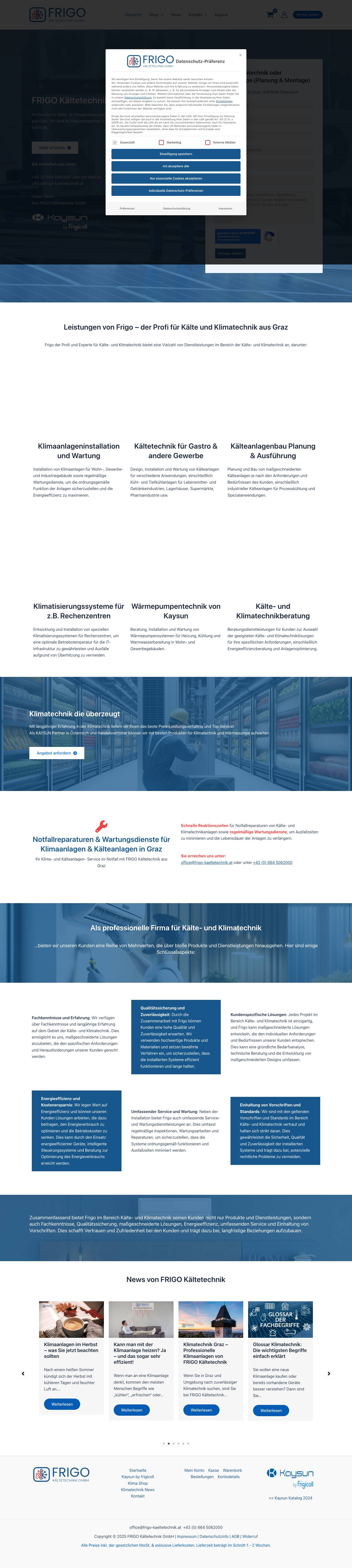 Ihr Kälte-, Klimatechnik & Wärmepumpen Experte ❄ FRIGO Kältetechnik GMBH - Full Screenshot