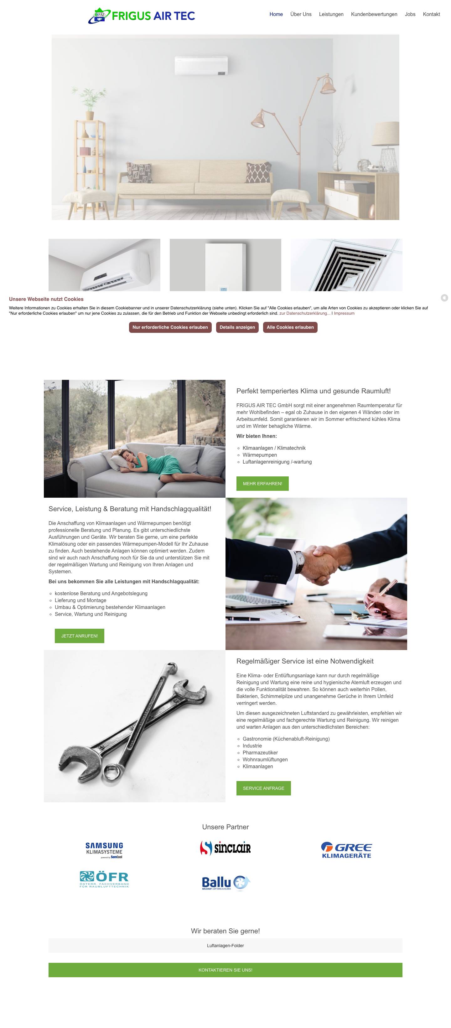 Frigus Air Tec - Klimaanlagen | Lüftungen | Wärmepumpen - Full Screenshot