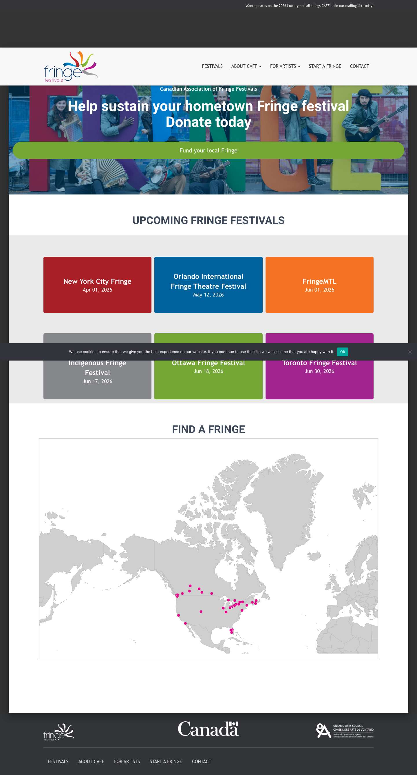 Canadian Association of Fringe Festivals – Cultivating and fostering artistic exploration for artists and audiences across North America - Full Screenshot