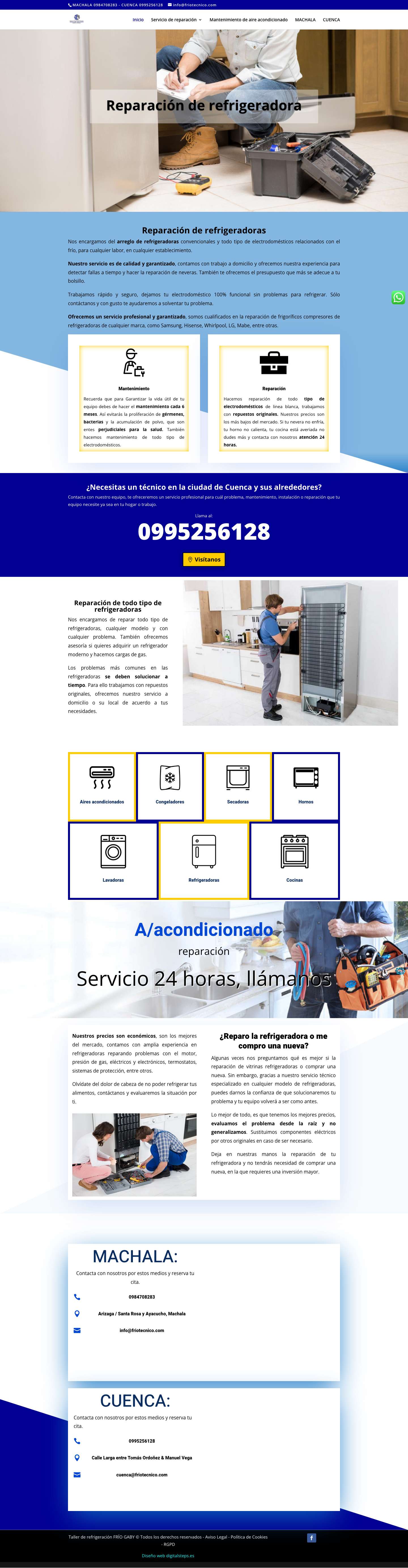 Reparación de refrigeradoras en Machala - FRÍO GABY - Full Screenshot