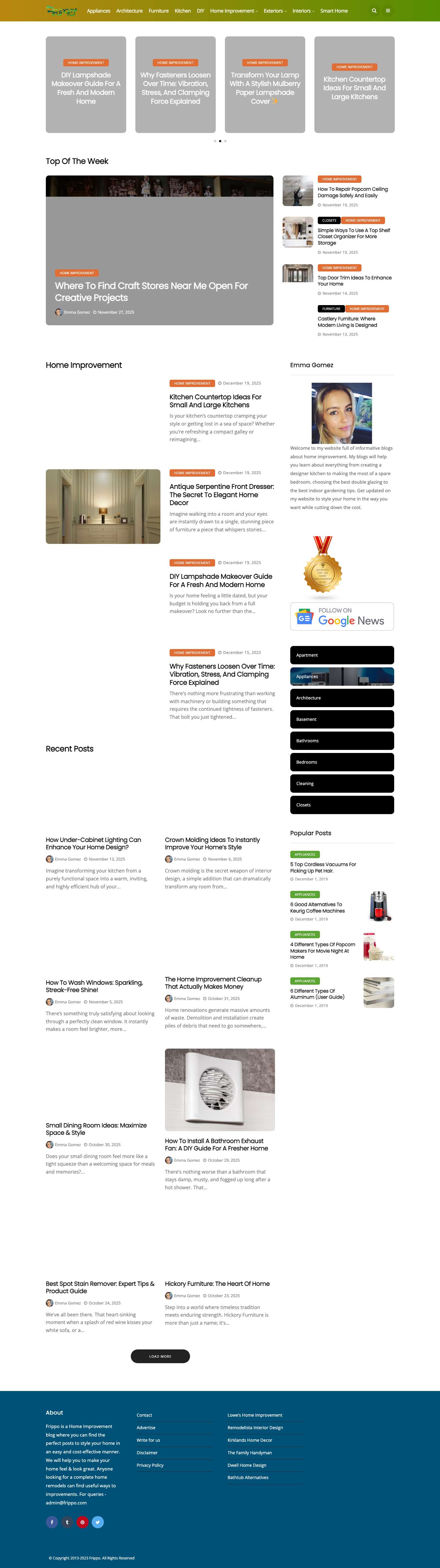 Frippo News - Home Improvement, DIY, Decor Tips and Hacks - Full Screenshot