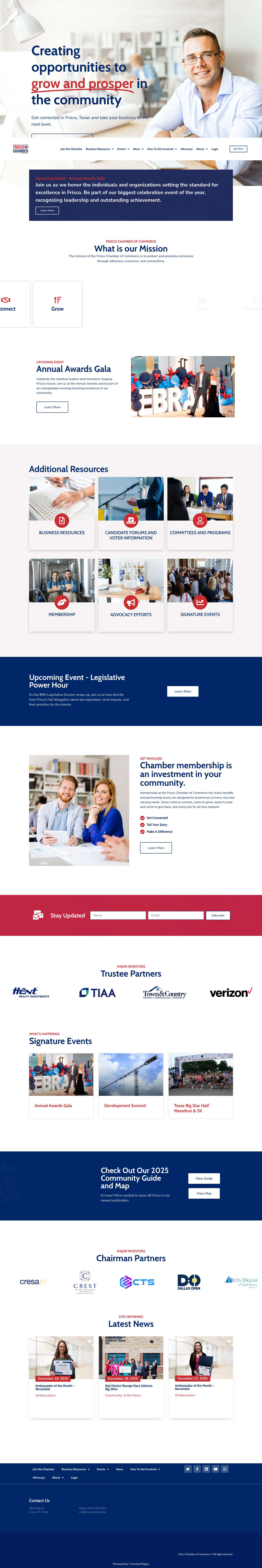 Frisco Chamber of Commerce - Investing in the business community - Full Screenshot