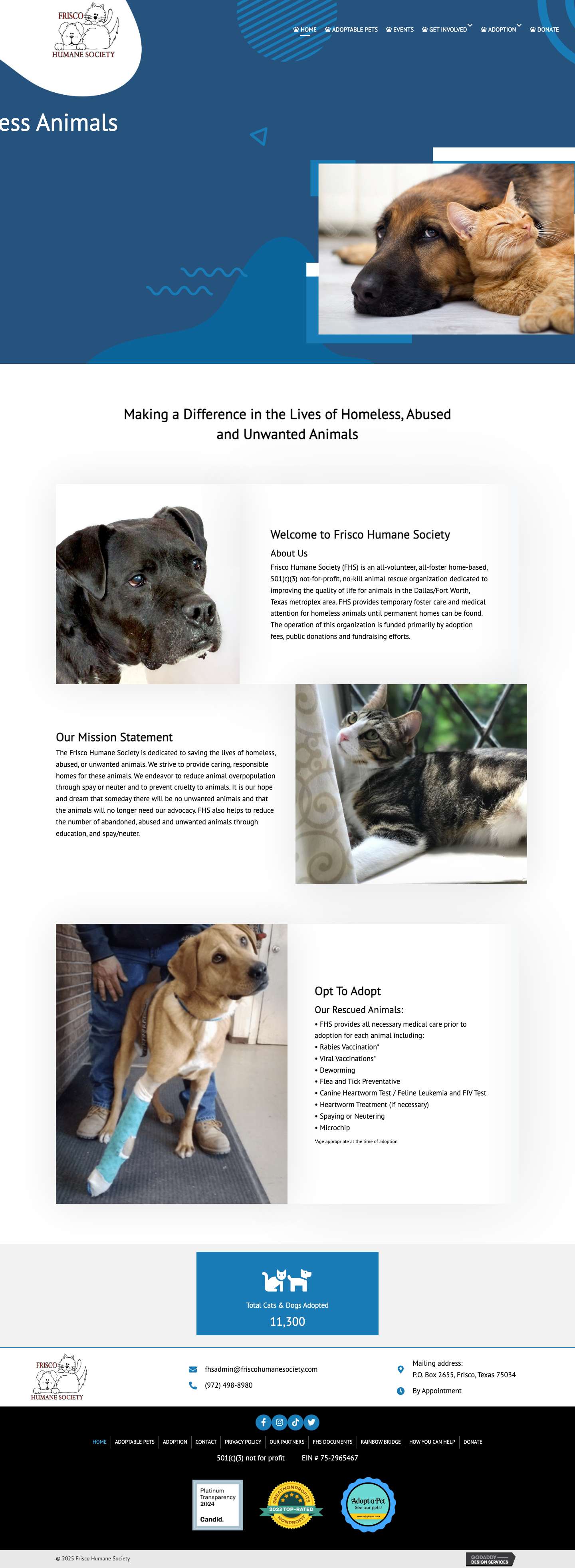 Animal Rescue Organization in Dallas-Fort Worth Metroplex - Full Screenshot