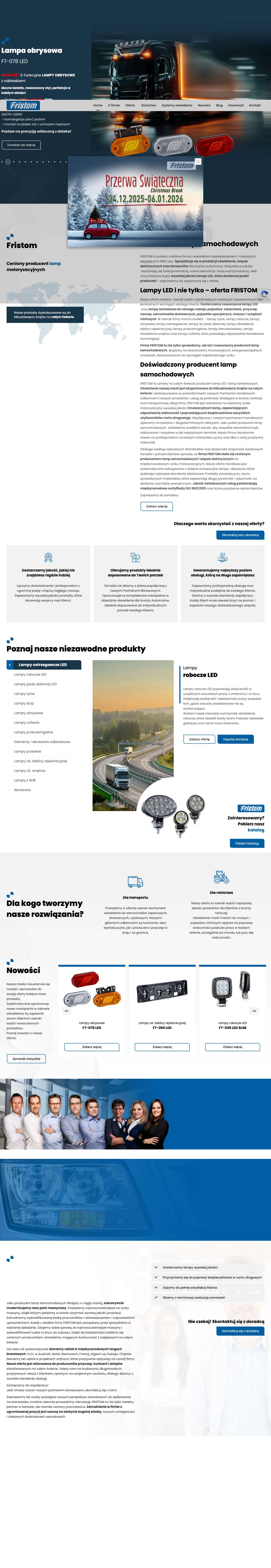 Producent Lamp Samochodowych i Reflektorów LED | Hurtownia - Fristom - Full Screenshot