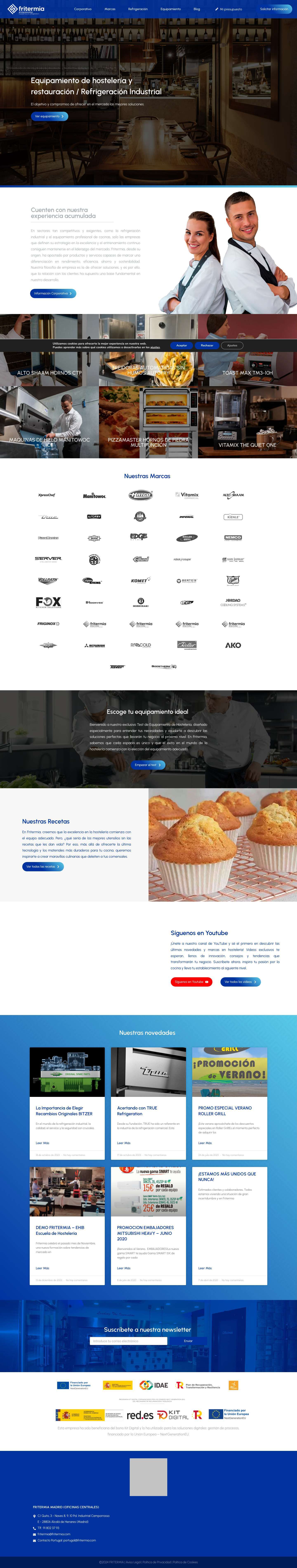 Refrigeración industrial y equipos de cocinas - Fritermia - Full Screenshot