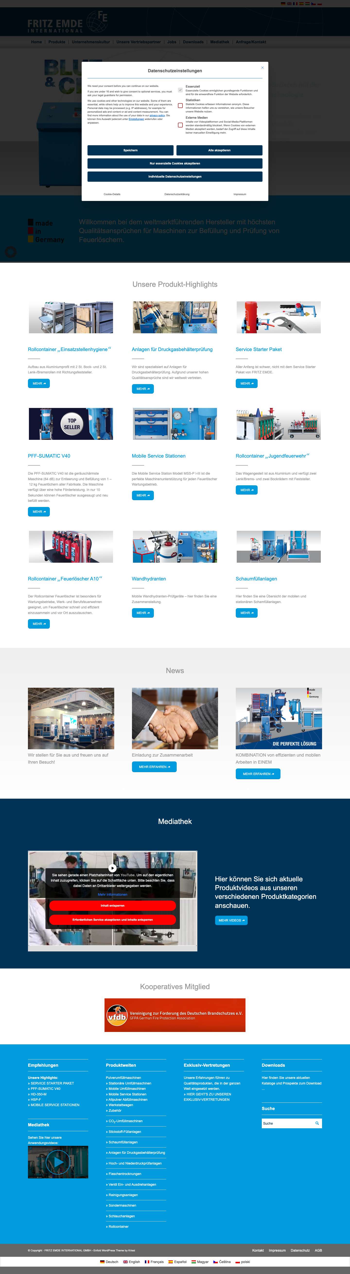 Maschinen für Feuerschutz und Brandschutz, Befüllung von Feuerlöscher - Full Screenshot