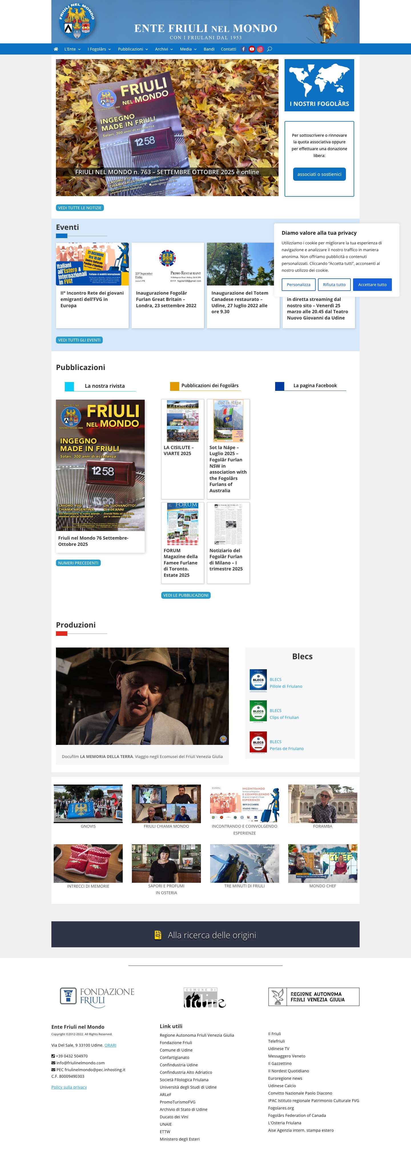 Ente Friuli Nel Mondo | - Full Screenshot