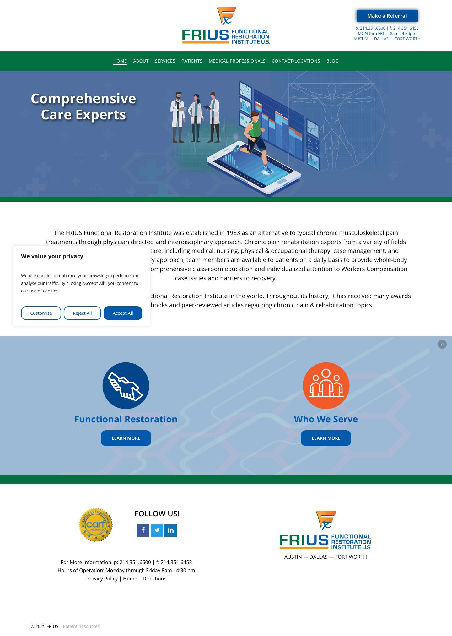 Functional Restoration Institute U.S. | Dallas, Fort Worth, Austin | FRIUS - Full Screenshot