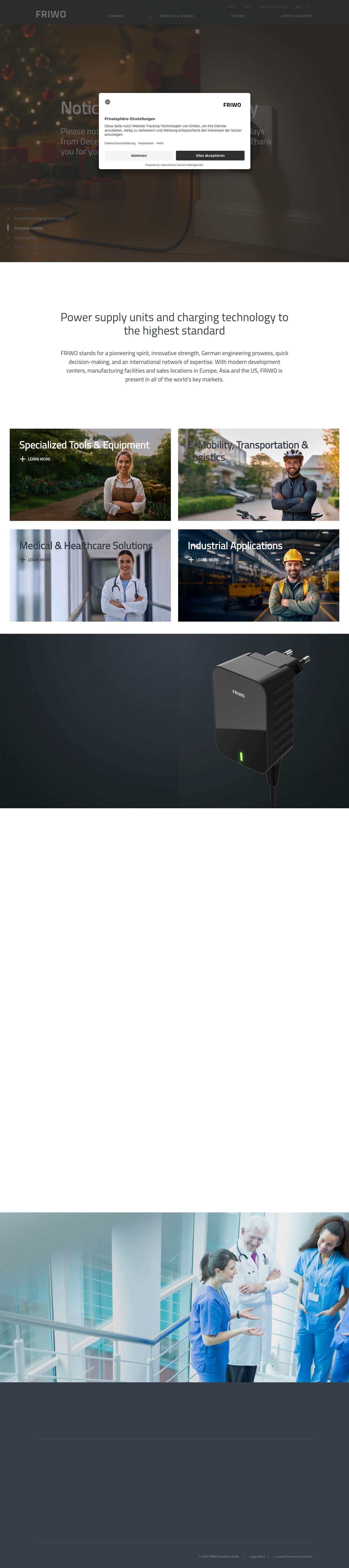 Hersteller von Ladetechnik und Stromversorgung | FRIWO - Full Screenshot