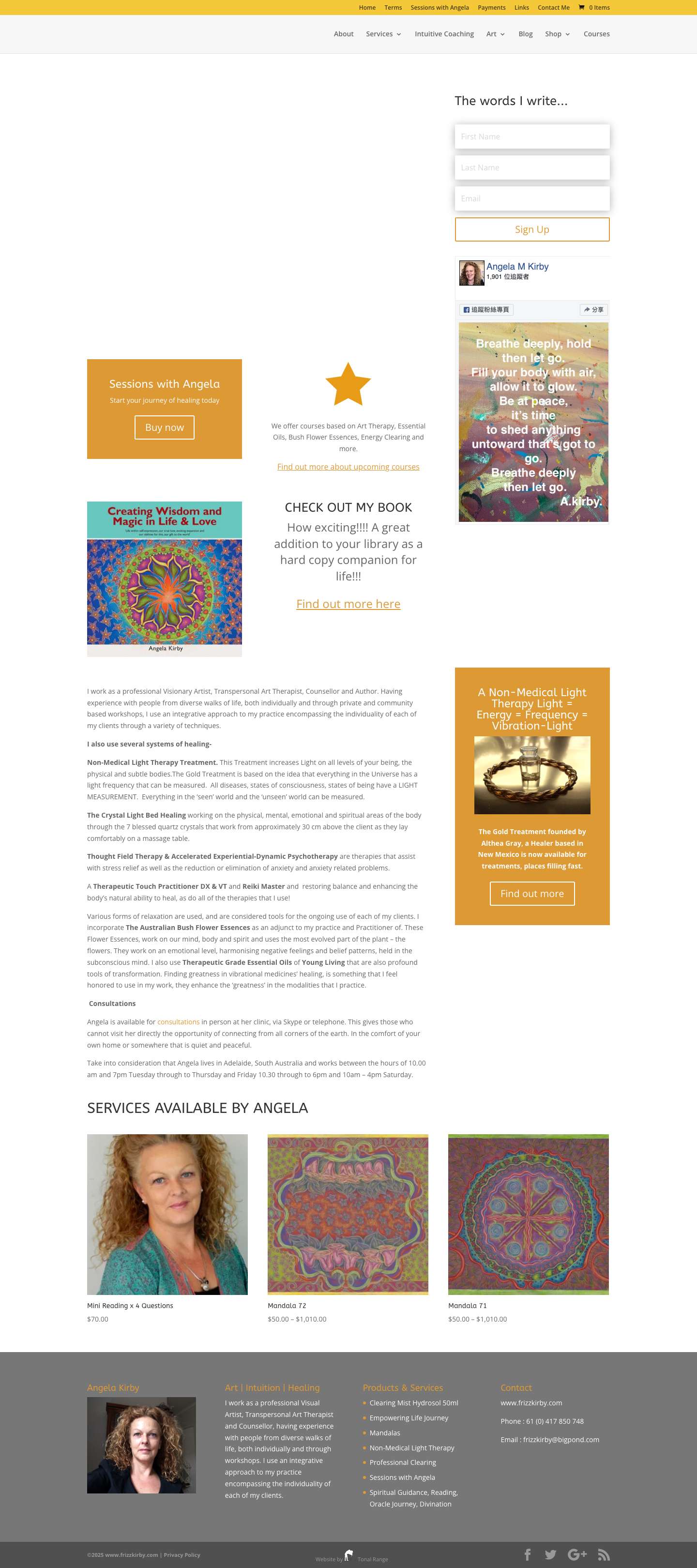 Angela Frizz Kirby | Art Intuition, Healing and Therapy - Full Screenshot