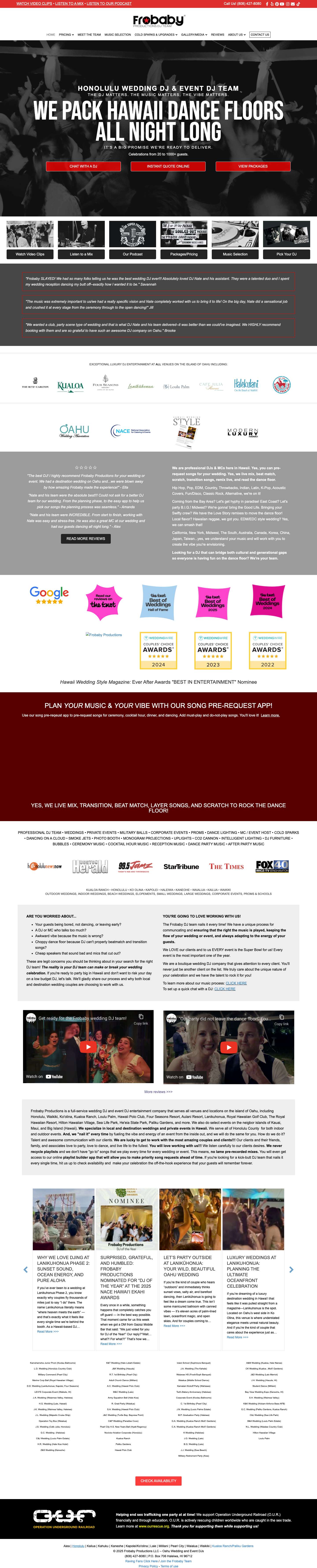 Frobaby Productions | Wedding DJ & Event DJ Team - Full Screenshot