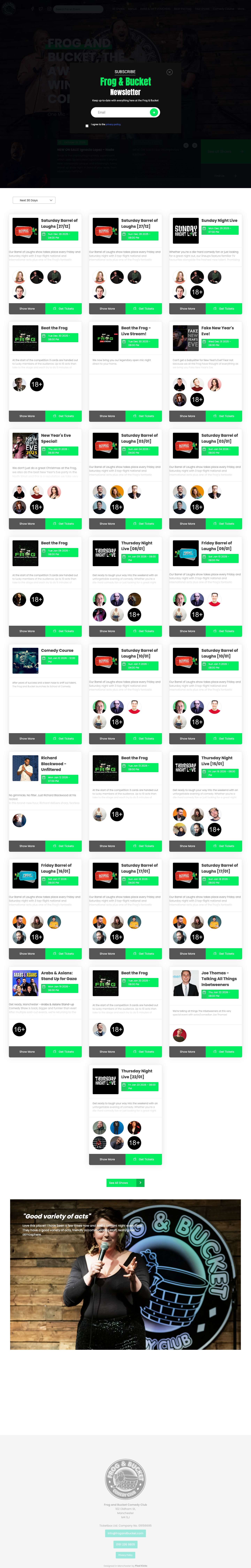 Home | Frog & Bucket Comedy Club | Manchester - Full Screenshot