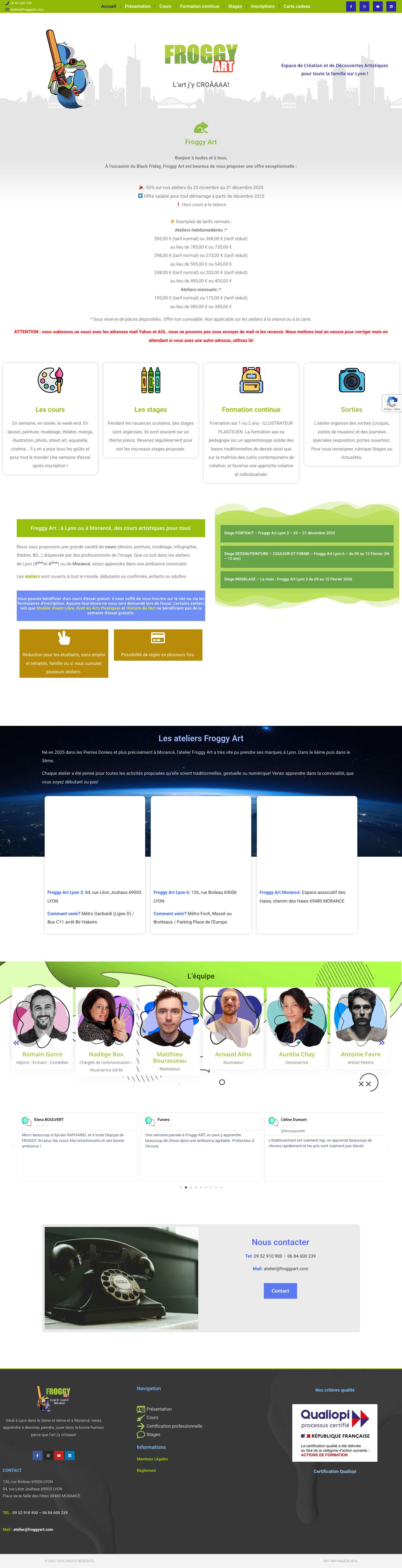 FROGGY ART - Atelier artistique à Lyon - Full Screenshot