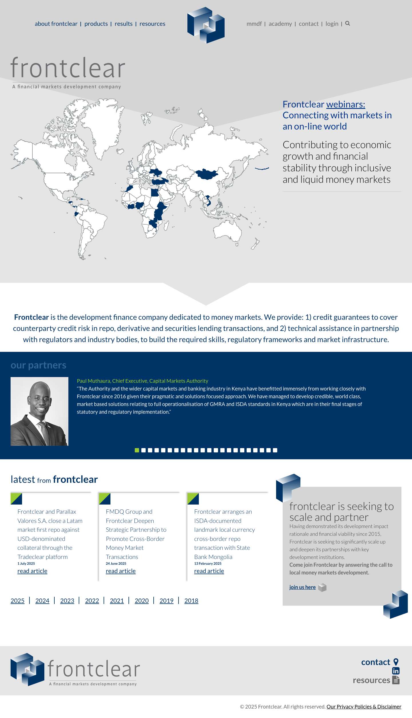 Frontclear | A Financial Markets Development Company - Full Screenshot