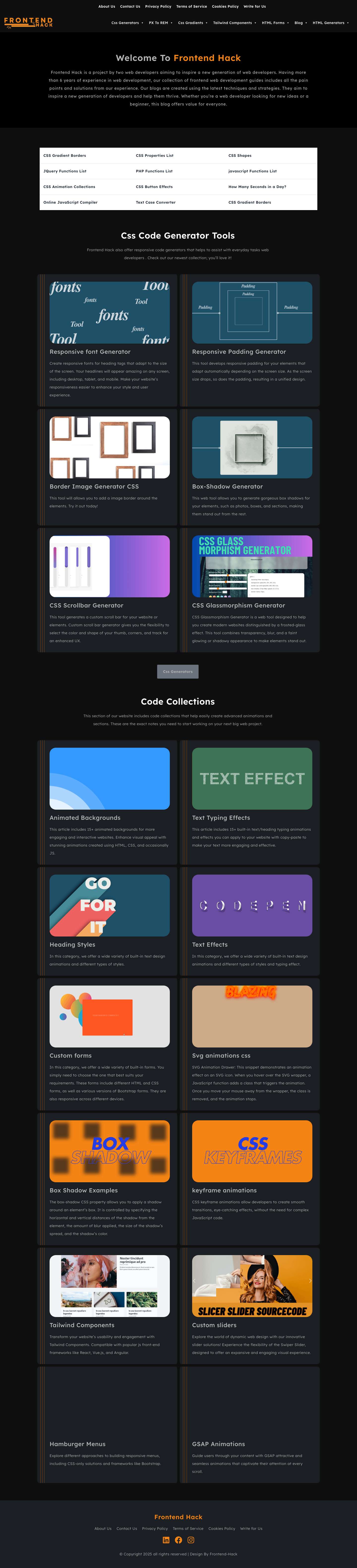 The Ultimate Guide to Online Front-End Development - Frontend Hack - Full Screenshot