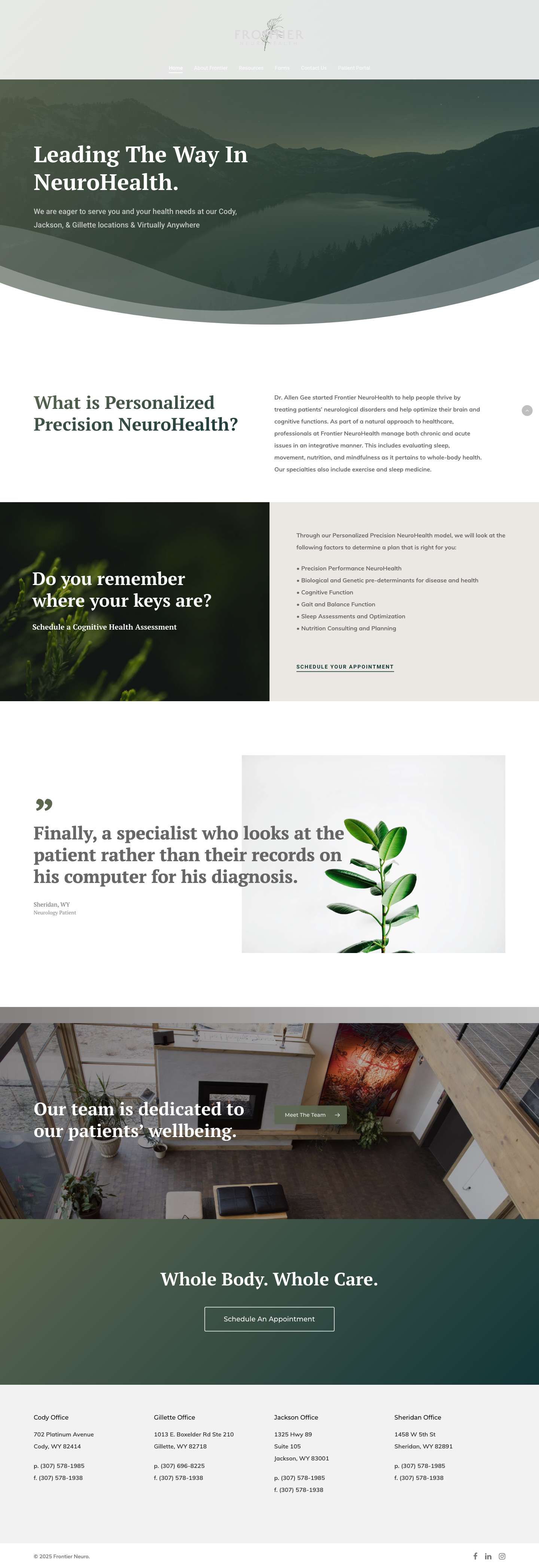 Frontier NeuroHealth | Neurology Specialist in Cody, WY - Full Screenshot