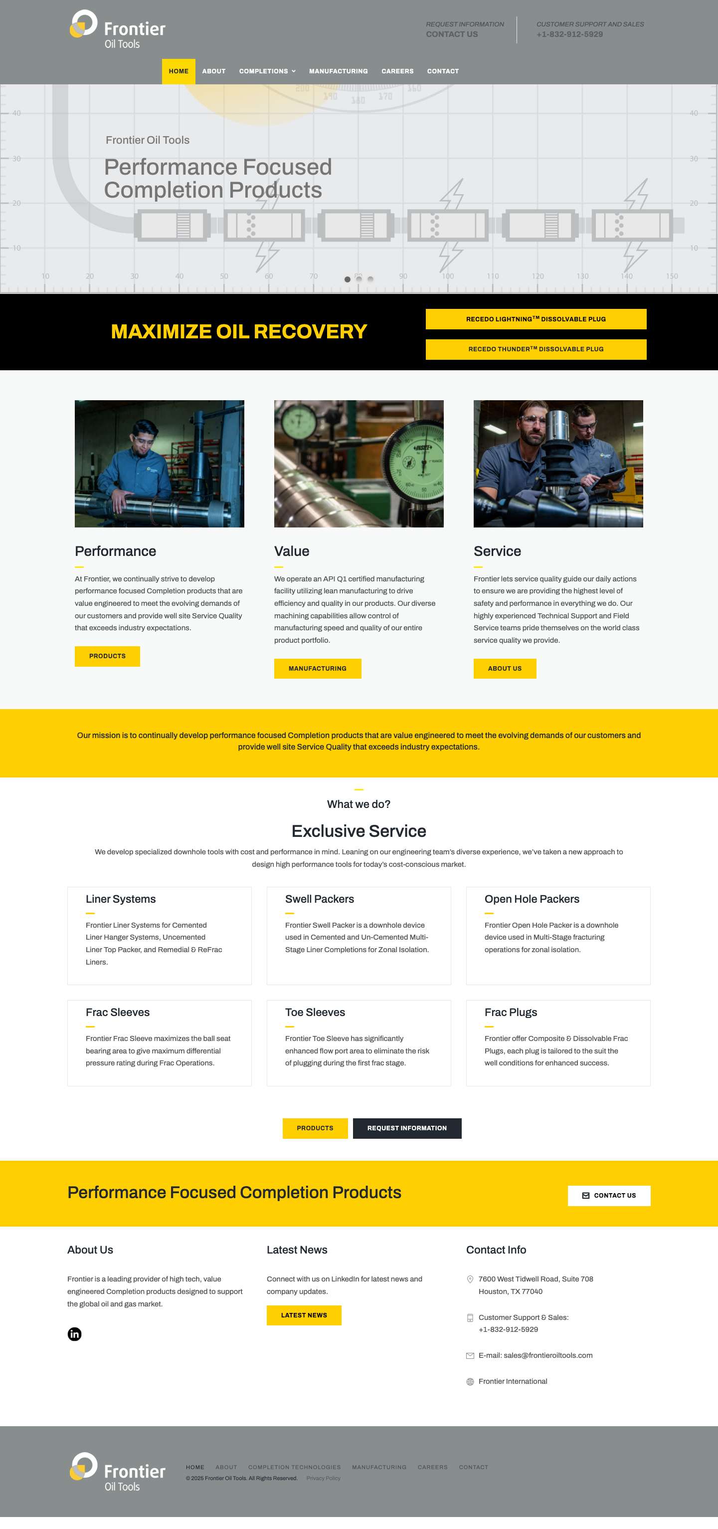 Frontier Oil Tools – Industry-Leading Drilling Tools In Houston - Full Screenshot