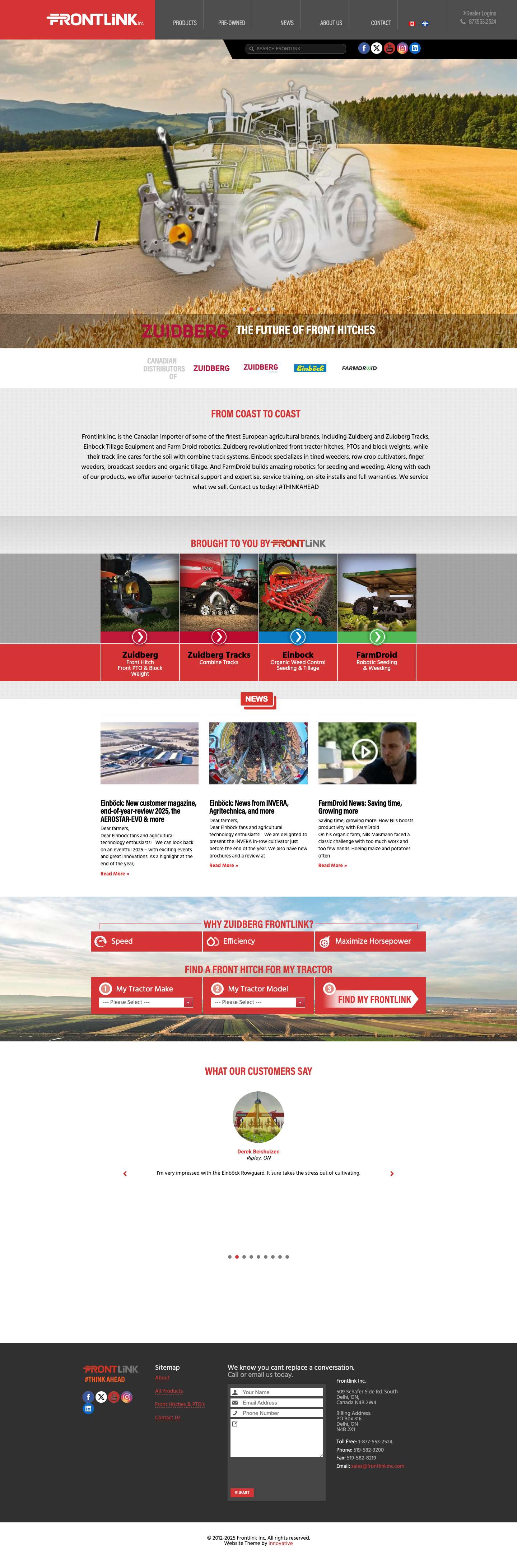 Frontlink | Canada Distributor for Zuidberg Tracks, Einbock & Homburg - Full Screenshot