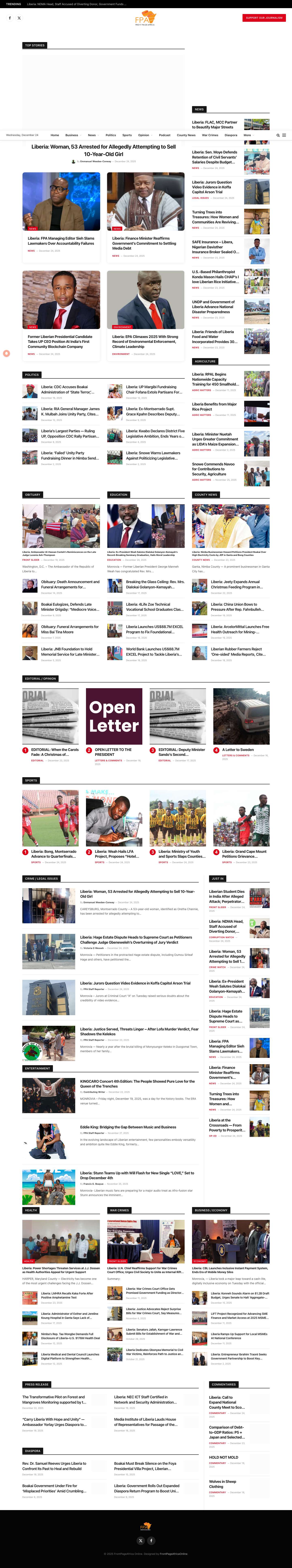 Home - FrontPageAfrica - Full Screenshot