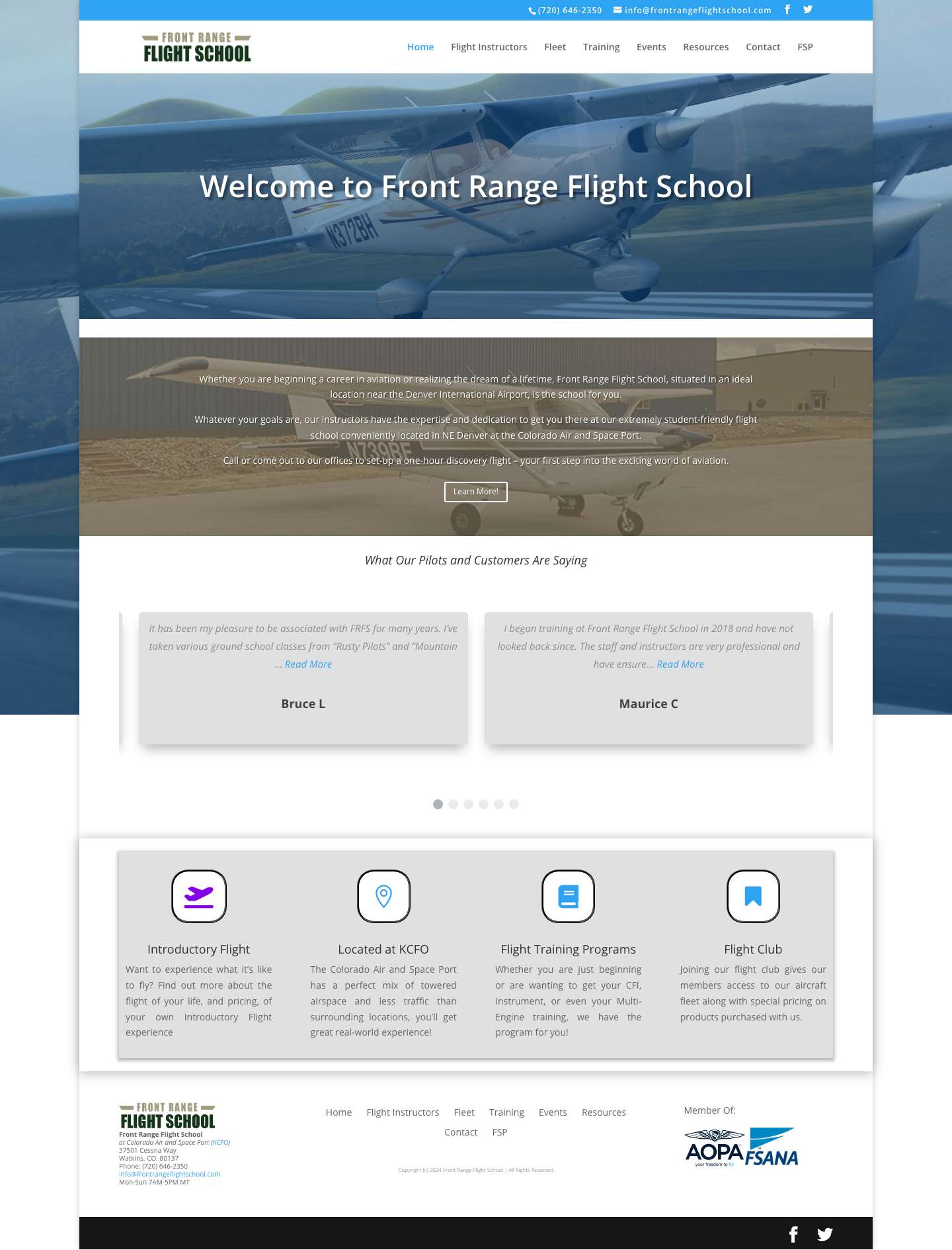 Flight School Denver, Colorado | Front Range Flight School - Full Screenshot