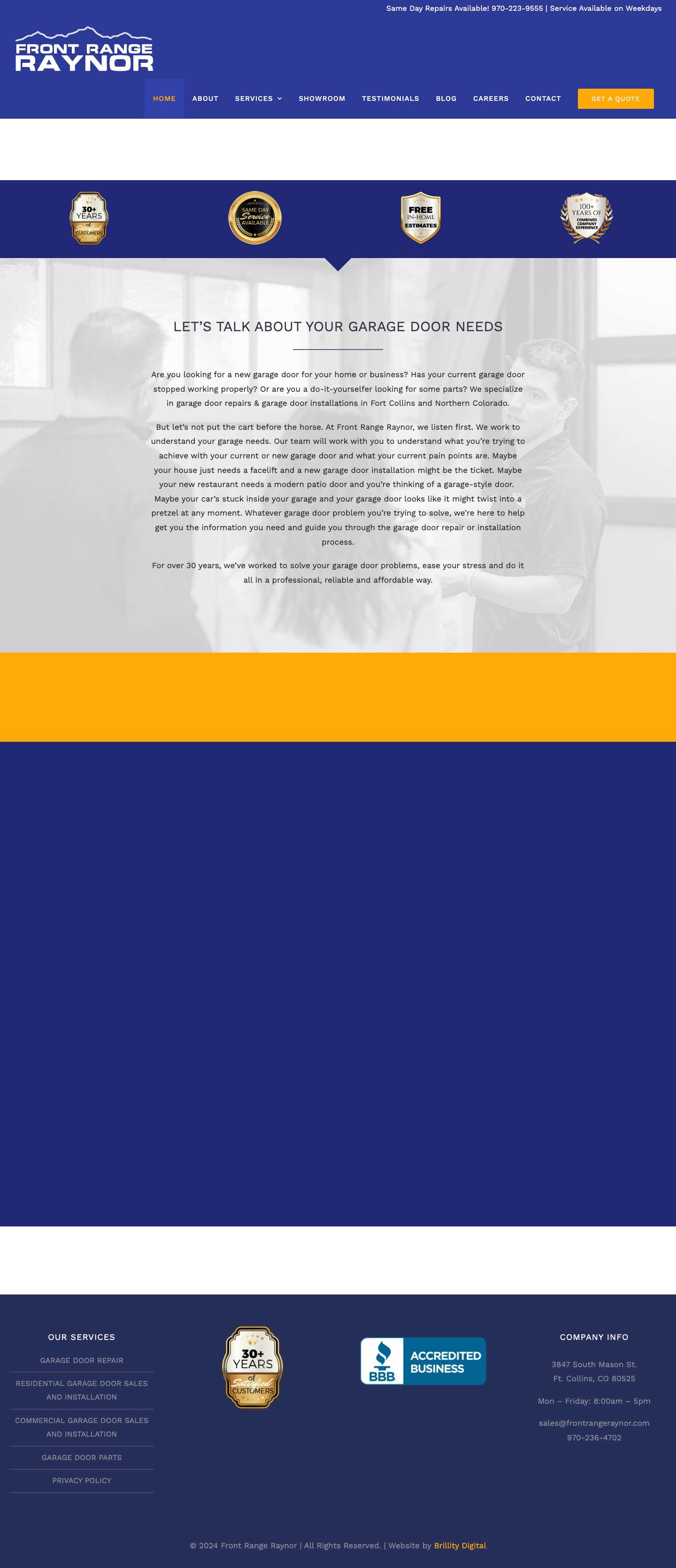 Garage Door Company | Fort Collins | Front Range Raynor - Full Screenshot