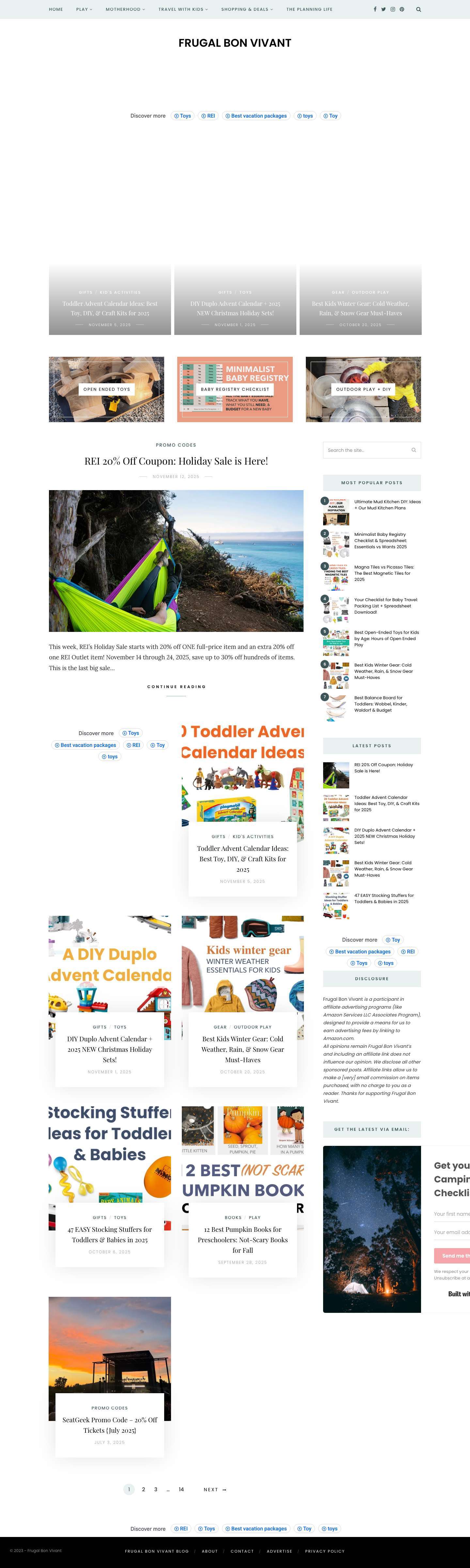 Frugal Bon Vivant | Outdoor Play, Travel, Motherhood - Full Screenshot