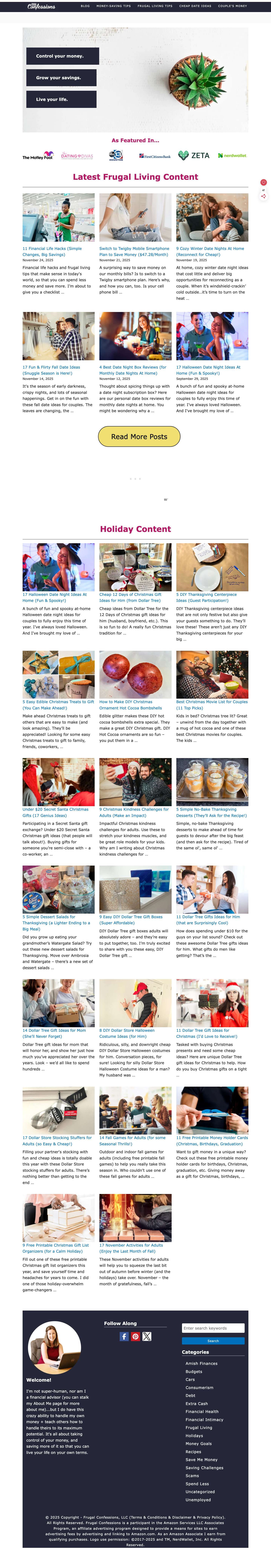 Frugal Confessions - Frugal Living Tips and Ideas to Grow Your Savings - Full Screenshot