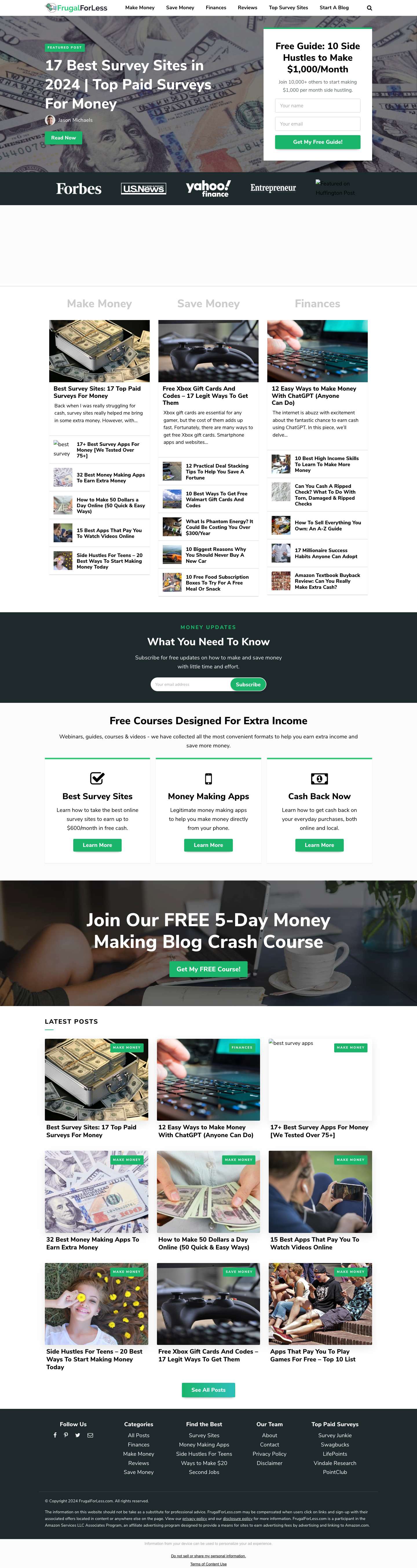 Frugal For Less - Make Money, Save Money & Work From Home - Full Screenshot