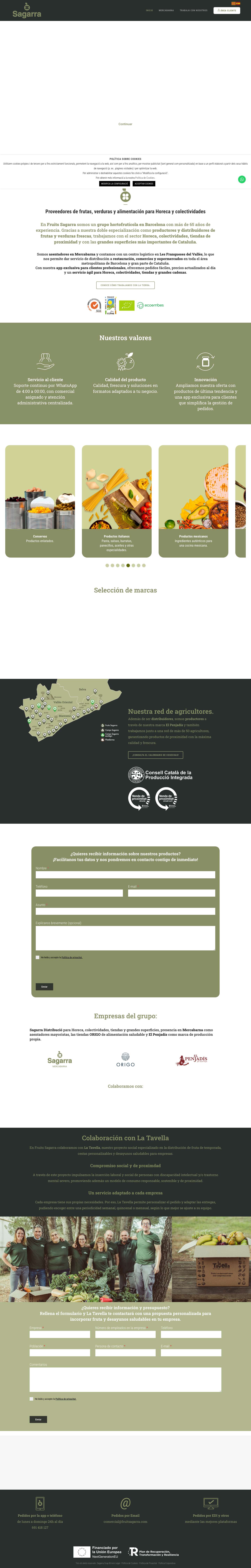 Fruits Sagarra | Fruta y verdura fresca para HORECA, colectividades y tiendas, con servicio rápido y de confianza. - Full Screenshot