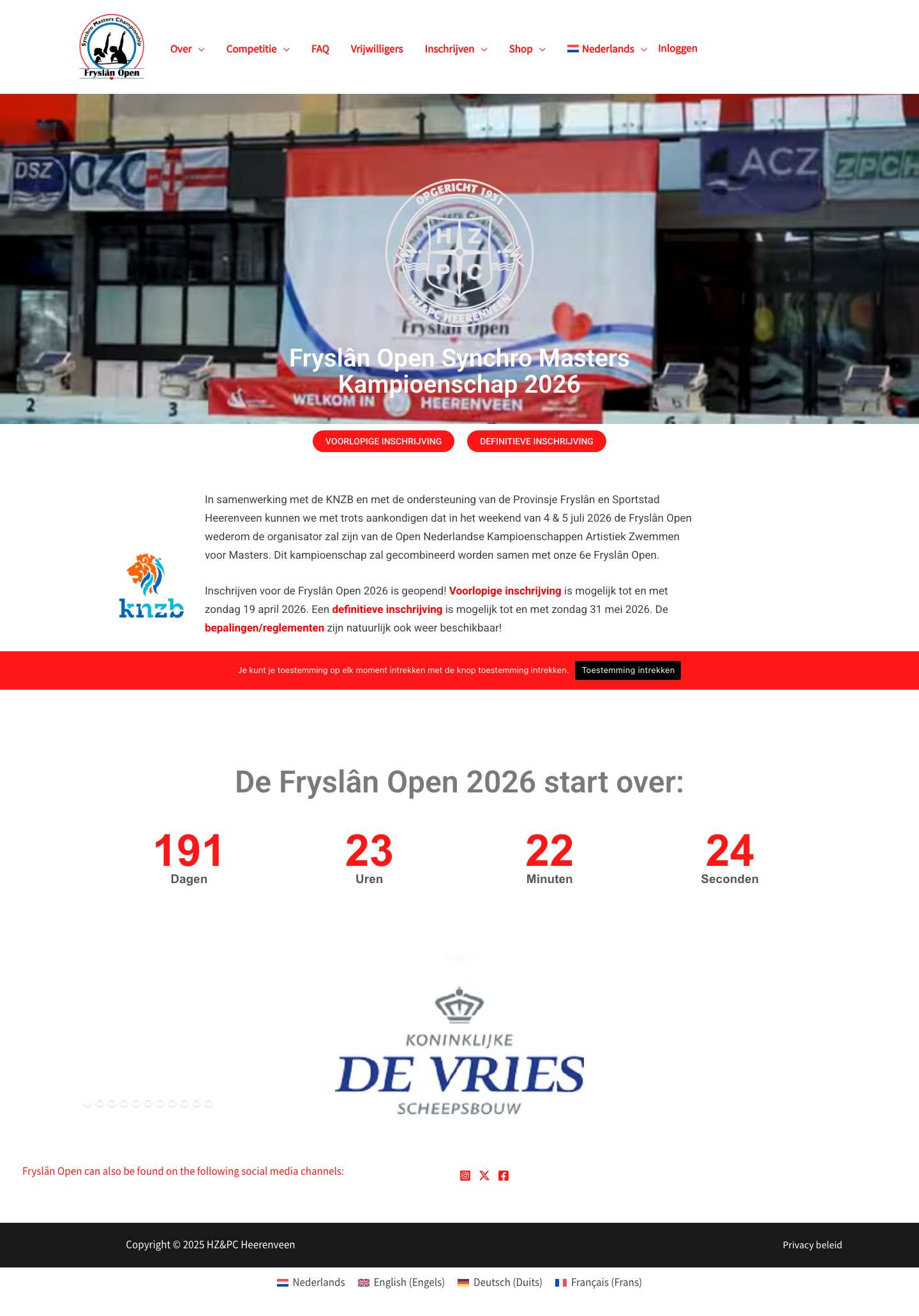 Fryslan Open landing page - Fryslân Open - Full Screenshot