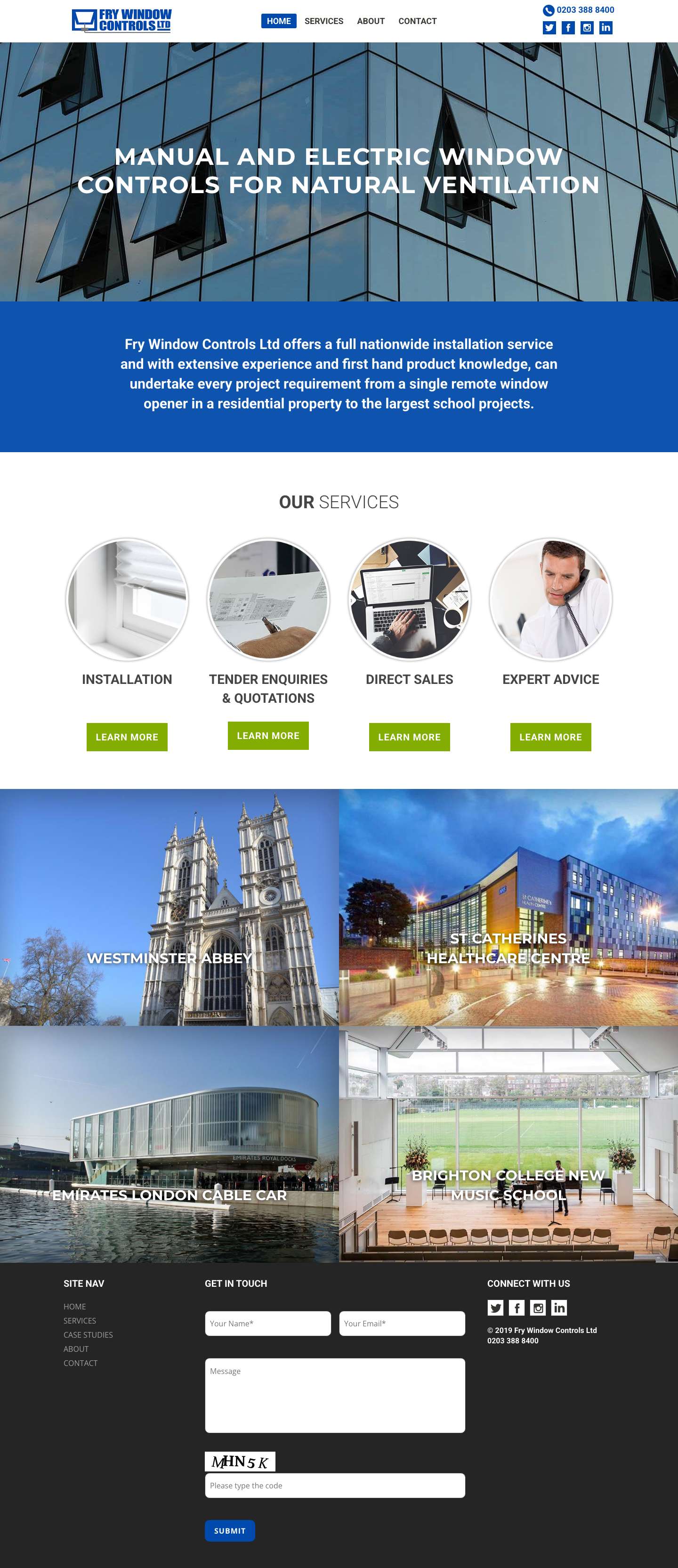 Fry Window Controls – Manual and Electric Window Controls for Natural Ventilation - Full Screenshot