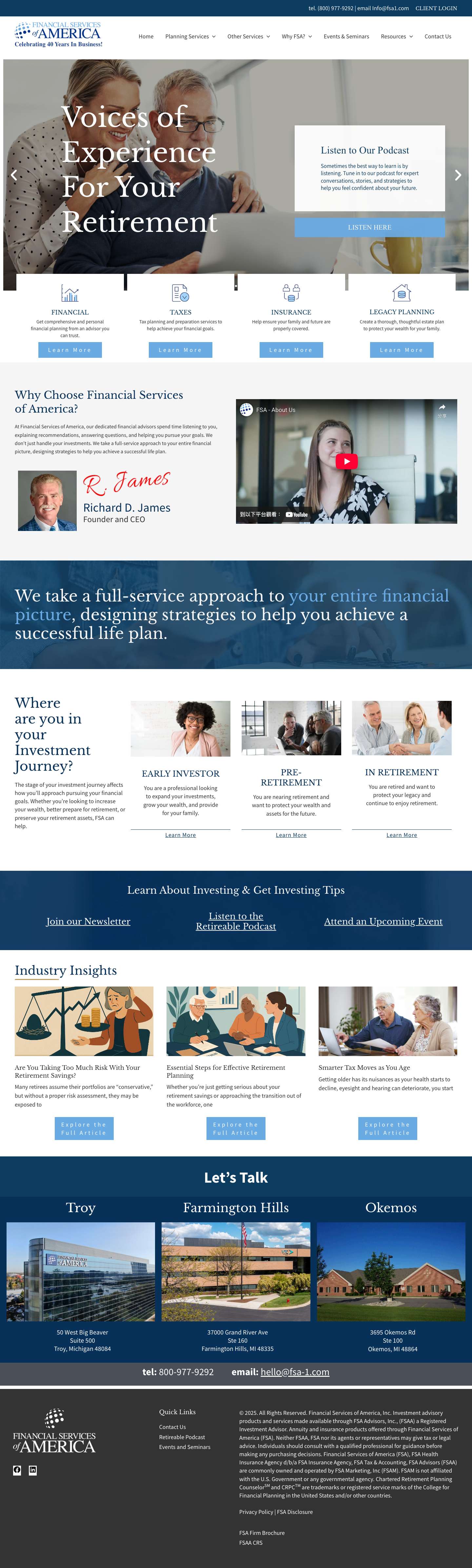 Financial Services of America | Personal Financial Planning - Full Screenshot