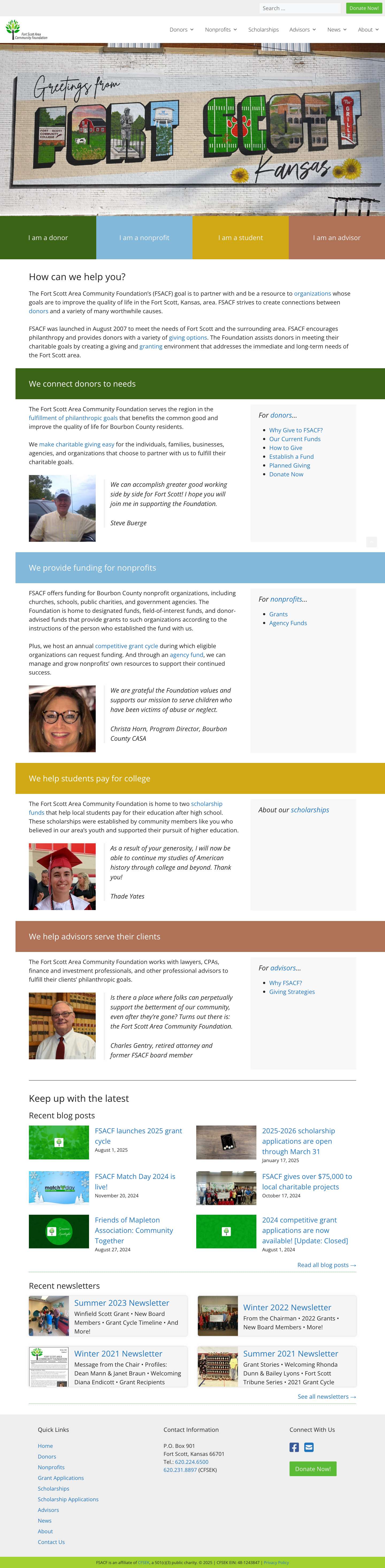 Welcome to the Fort Scott Area Community Foundation - Fort Scott Area Community Foundation - Full Screenshot