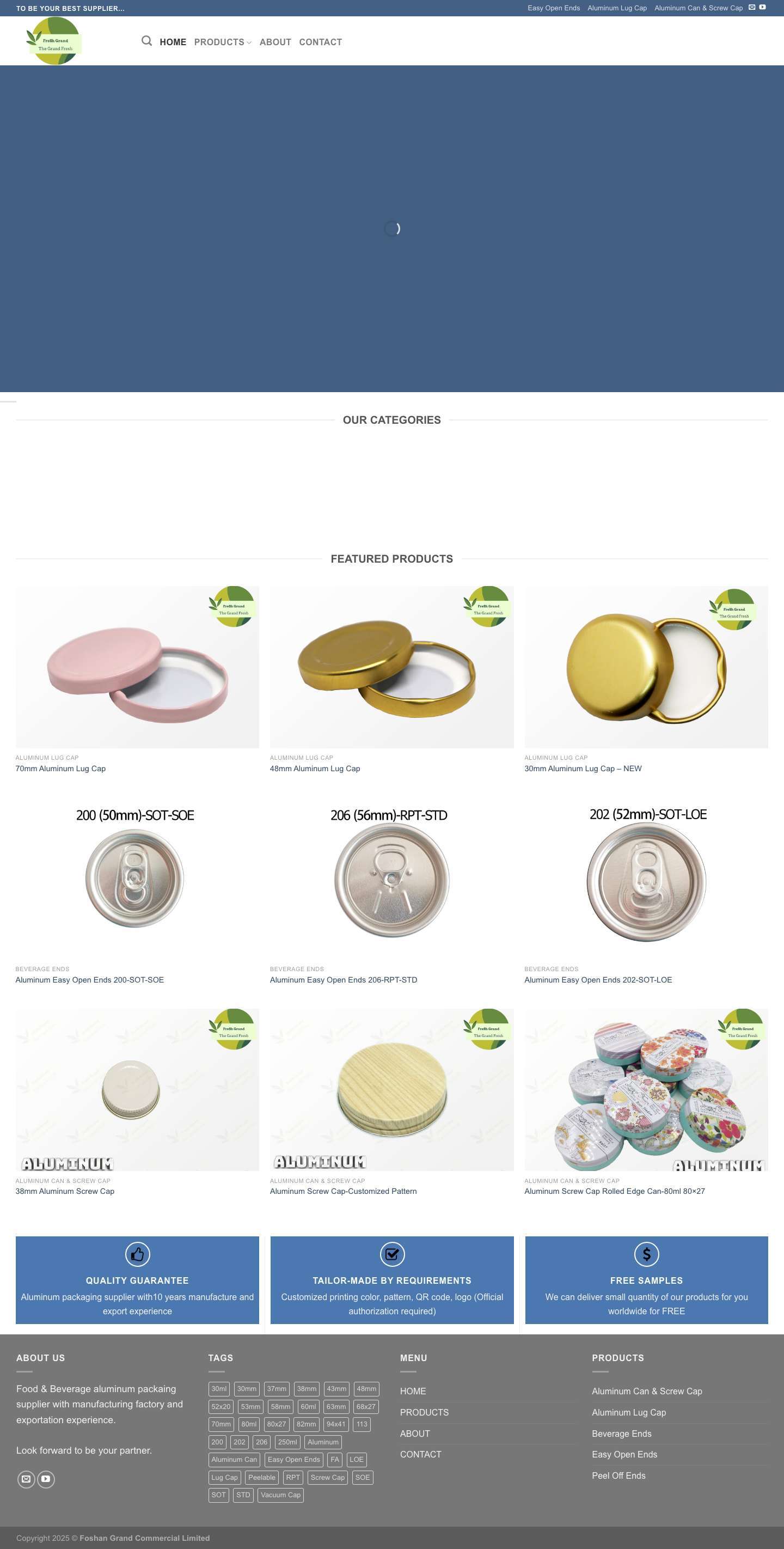 FreSh Grand Lids – Aluminum Lids Supplier - Full Screenshot