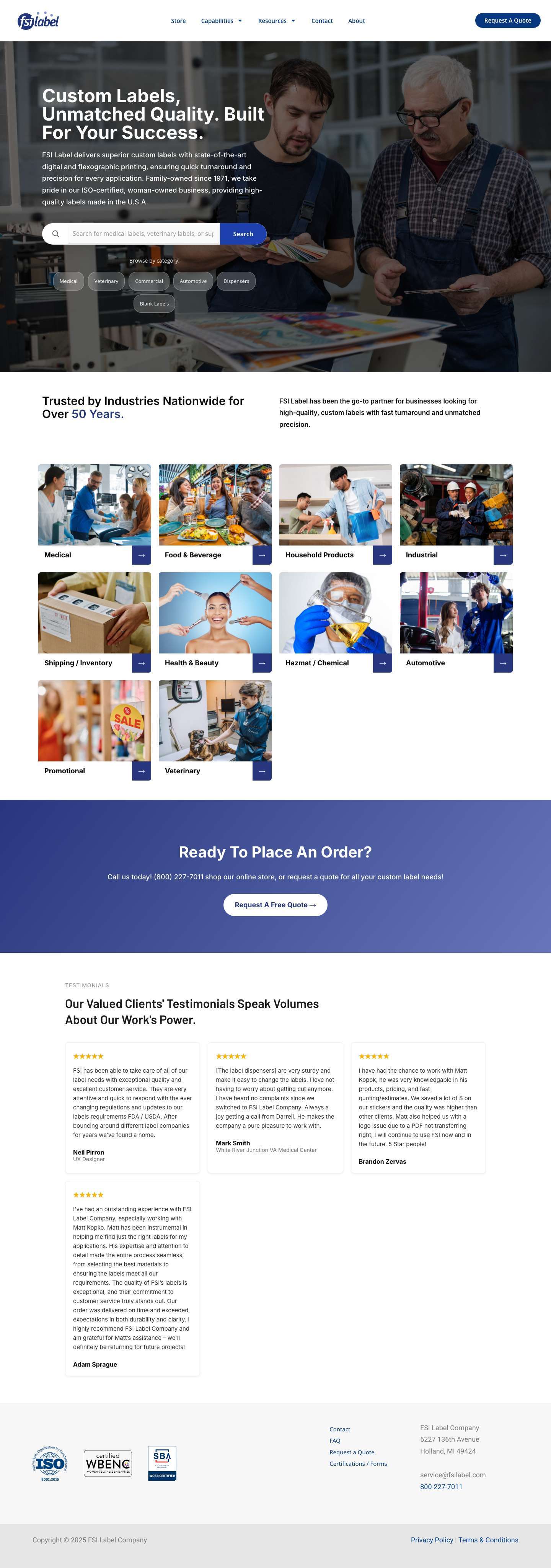 FSI Label Company | Custom Label Printing - Full Screenshot