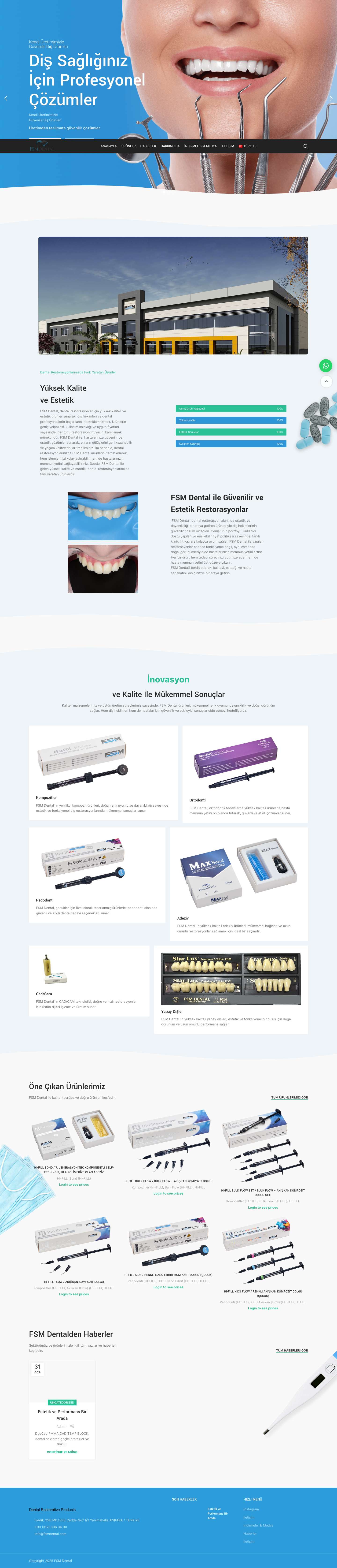 FSM Dental | Profesyonel Diş Tedavileri ve Üstün Kaliteli Diş Ürünleri - Full Screenshot