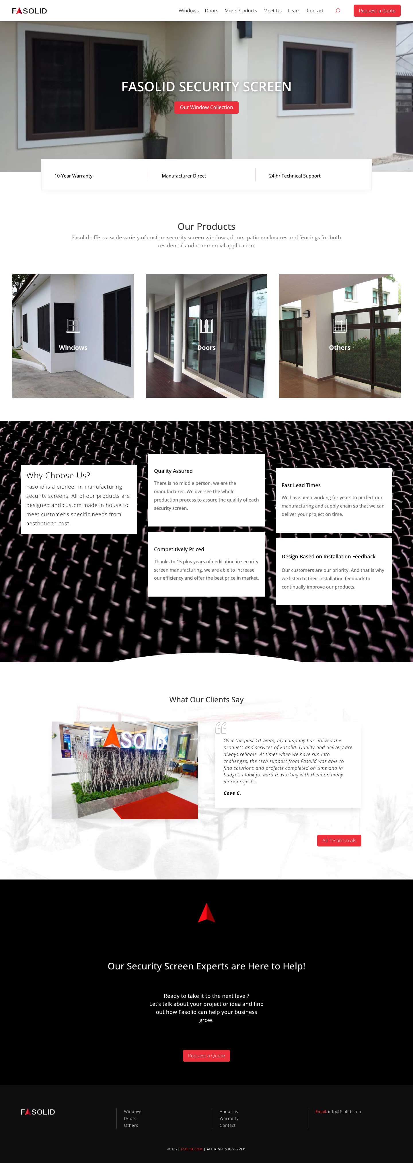 Fsolid | Security Screen Doors & Windows Manufacturers - Full Screenshot