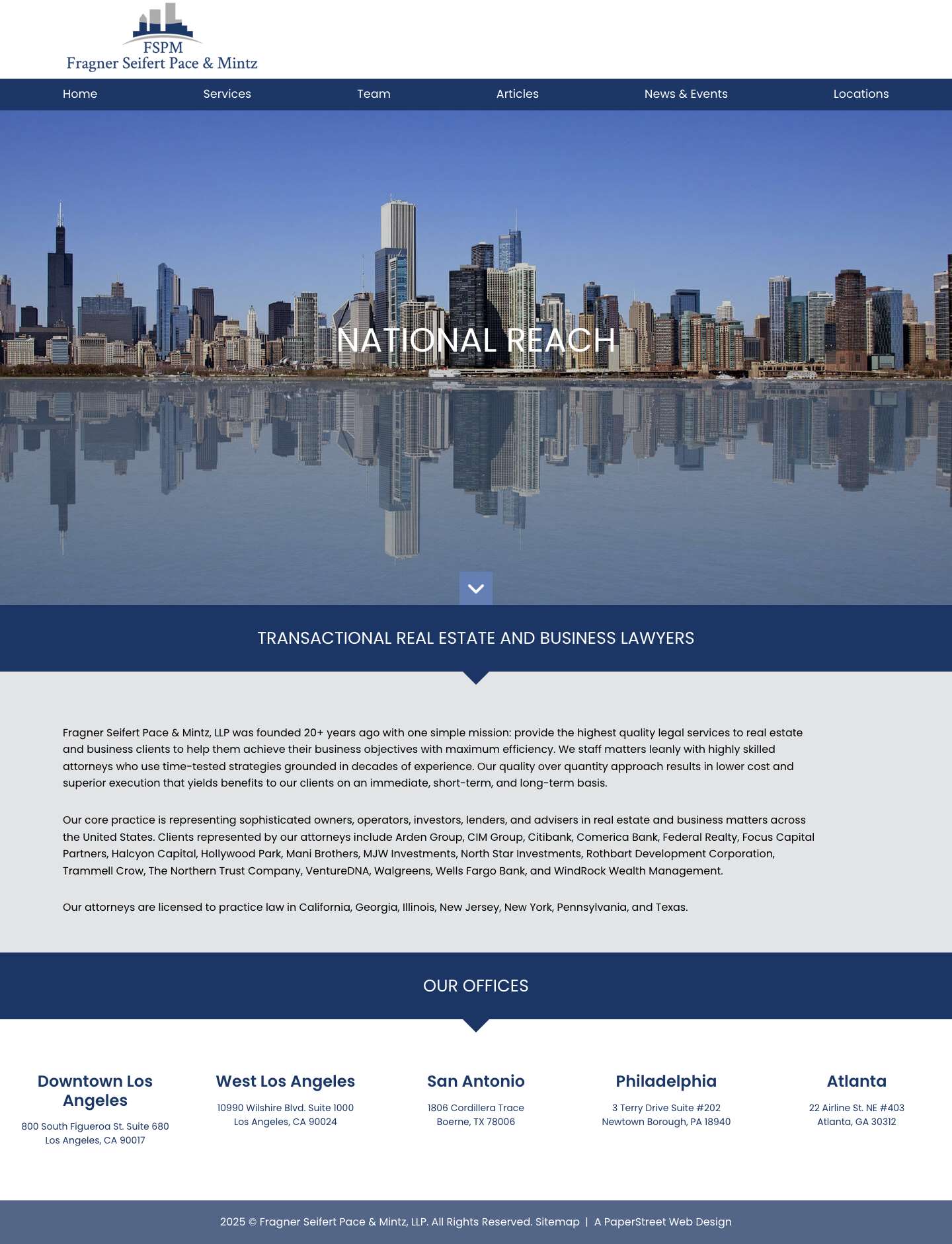 Fragner Seifert Pace & Mintz - Transactional Real Estate and Business Lawyers - Full Screenshot