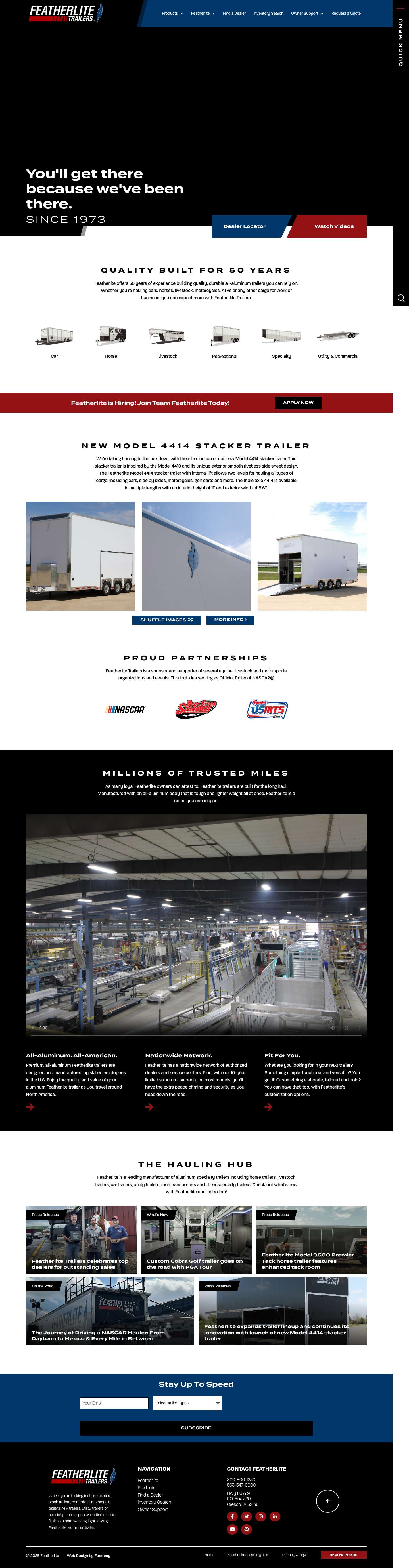 Horse Trailers - Utility Trailers - Car Trailers - Featherlite Trailers - Full Screenshot