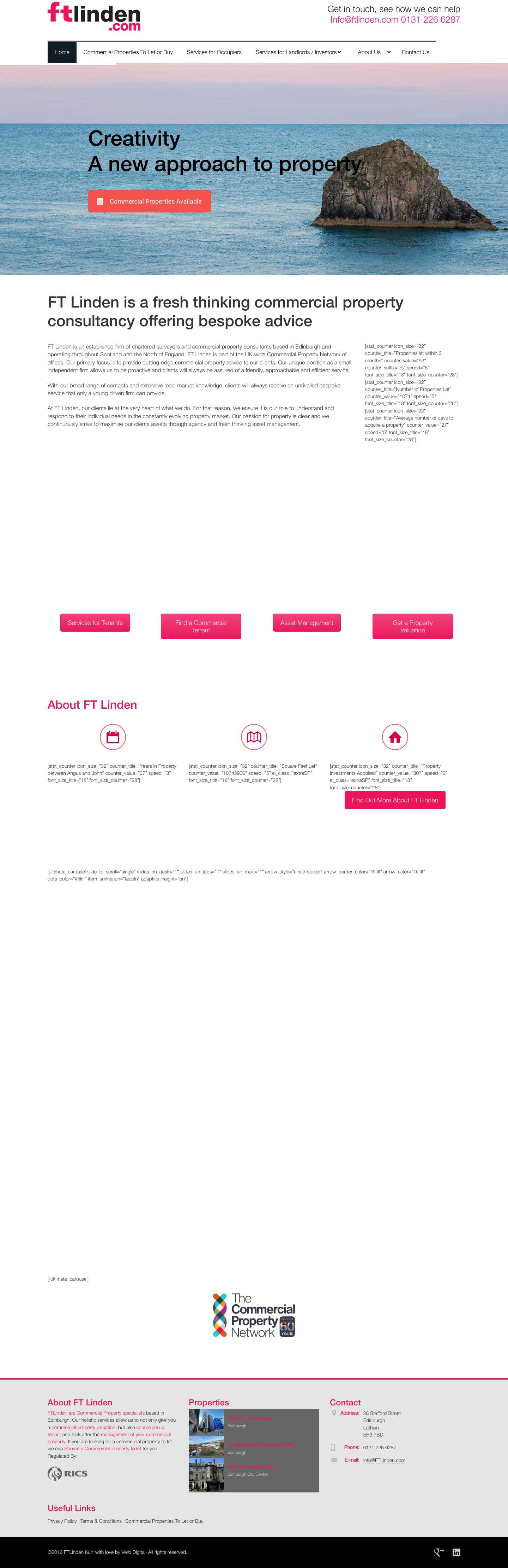 FTLinden Commercial Property Agents in Edinburgh - Full Screenshot