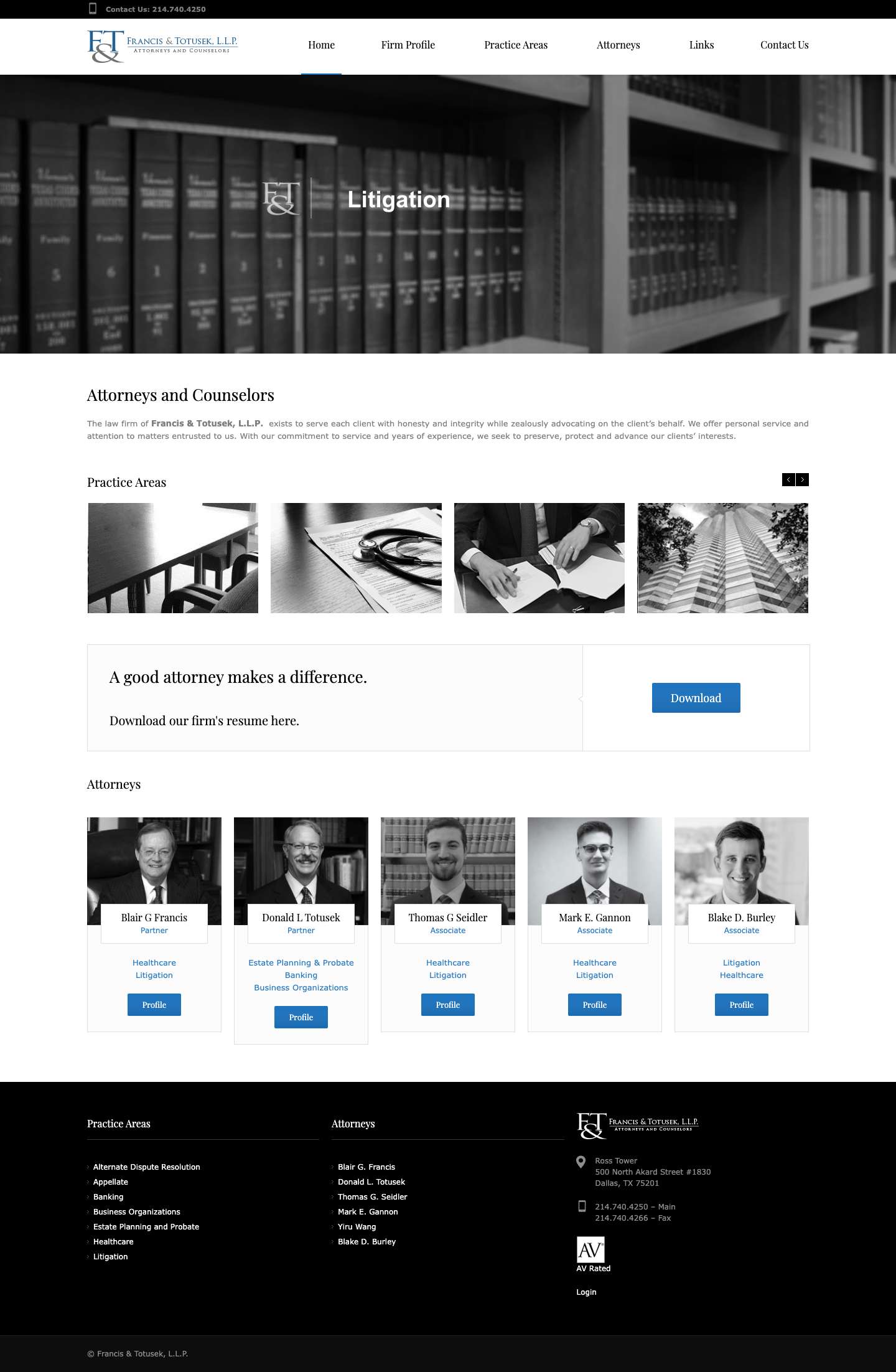 Francis & Totusek, L.L.P. | Attorney & Counselors - Full Screenshot