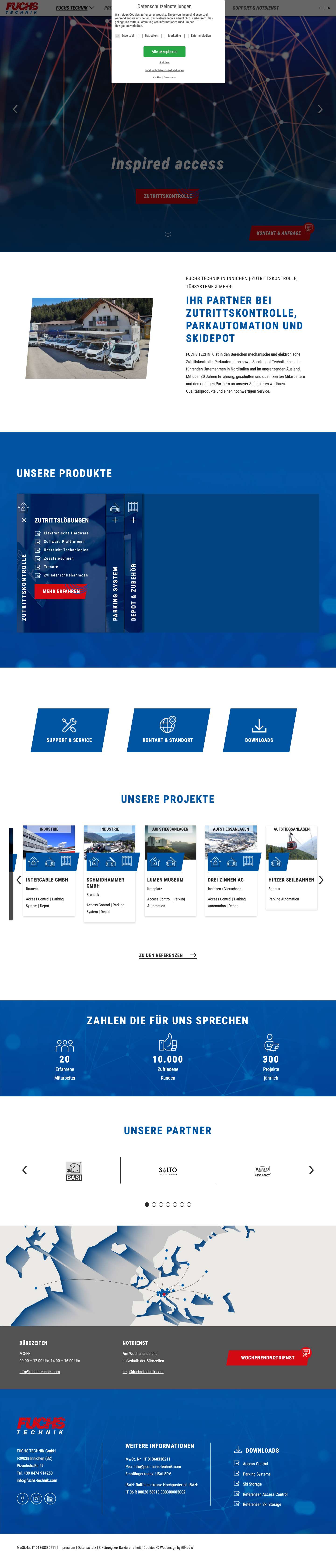 Fuchs Technik in Innichen | Zutrittskontrolle, Türsysteme & mehr! - Full Screenshot