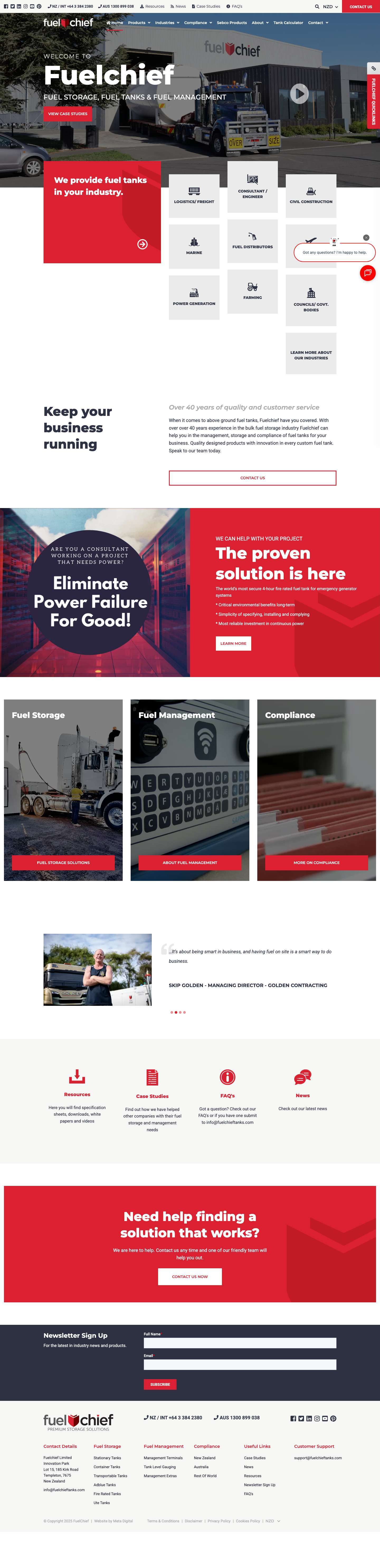 Fuelchief - Fuel Storage | Fuel Management | Fuel Tanks | Fuel Savings - Full Screenshot