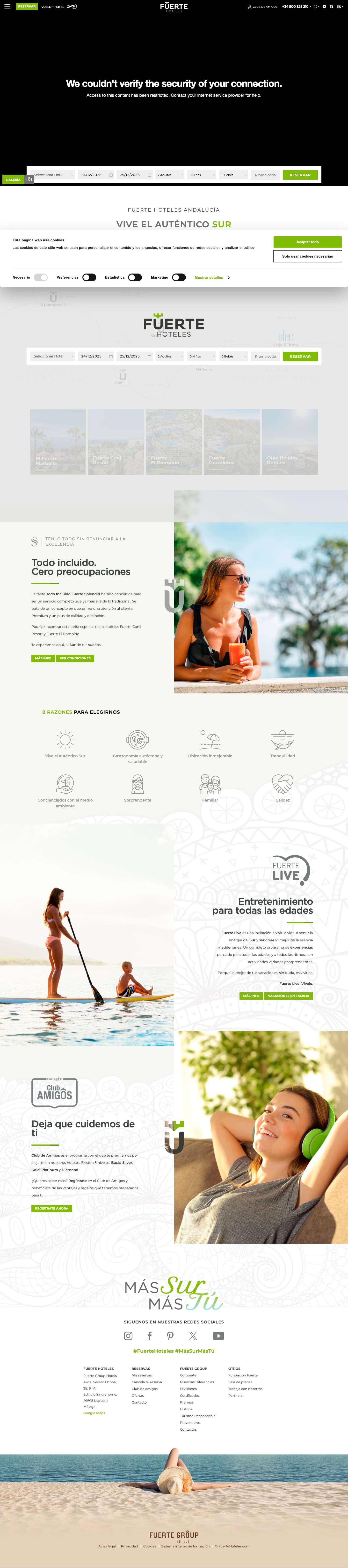Hoteles en Andalucía, Vacaciones en Andalucía con Fuerte Hotelessafety-first-iconguest-say-iconmedical-guarantee-iconFuerte Hotelesphonesplendidsplendid - Full Screenshot