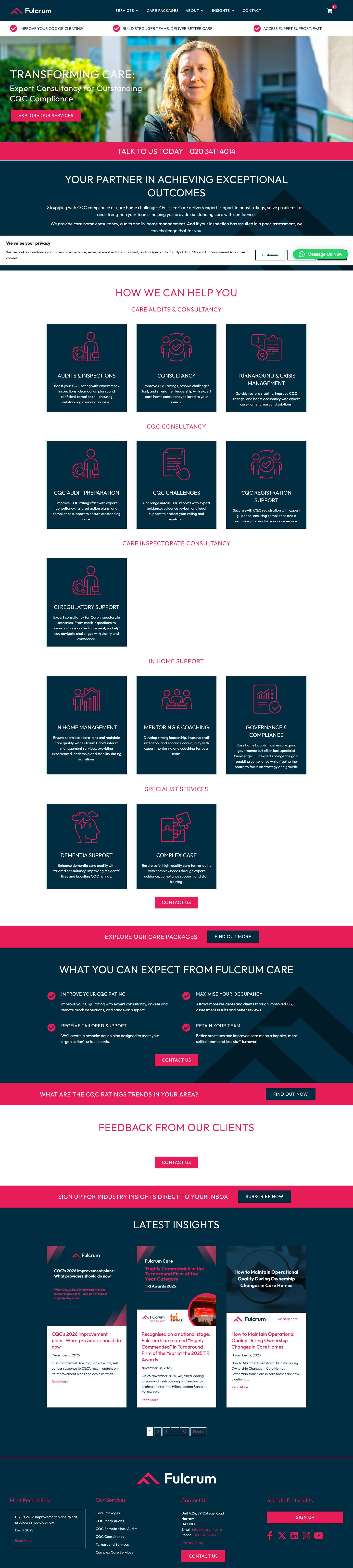 Care Home Consultancy Services | Fulcrum Care Consulting - Full Screenshot