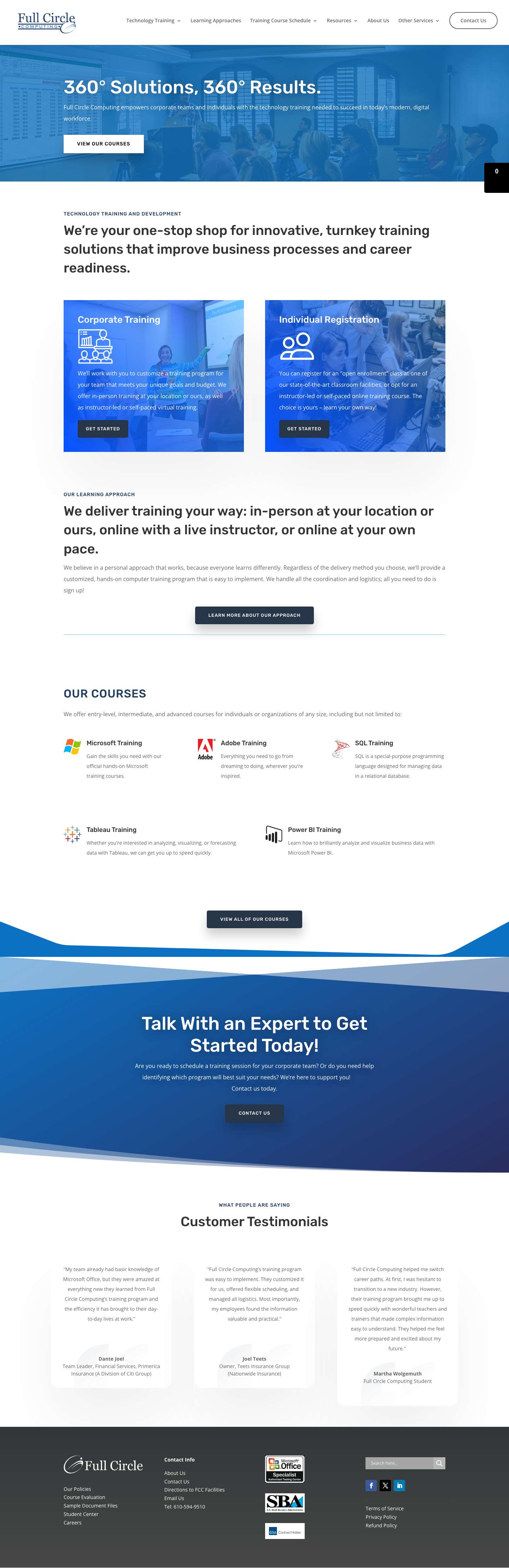 Full Circle Computing: Corporate, Individual, & Self-Paced Online Training - Full Screenshot