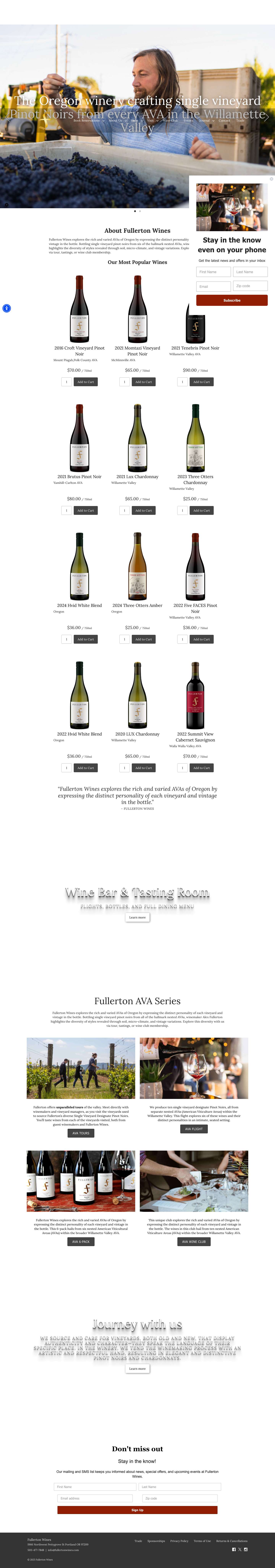 Fullerton Wines - Elegant and Distinctive Willamette Valley Wines - Full Screenshot