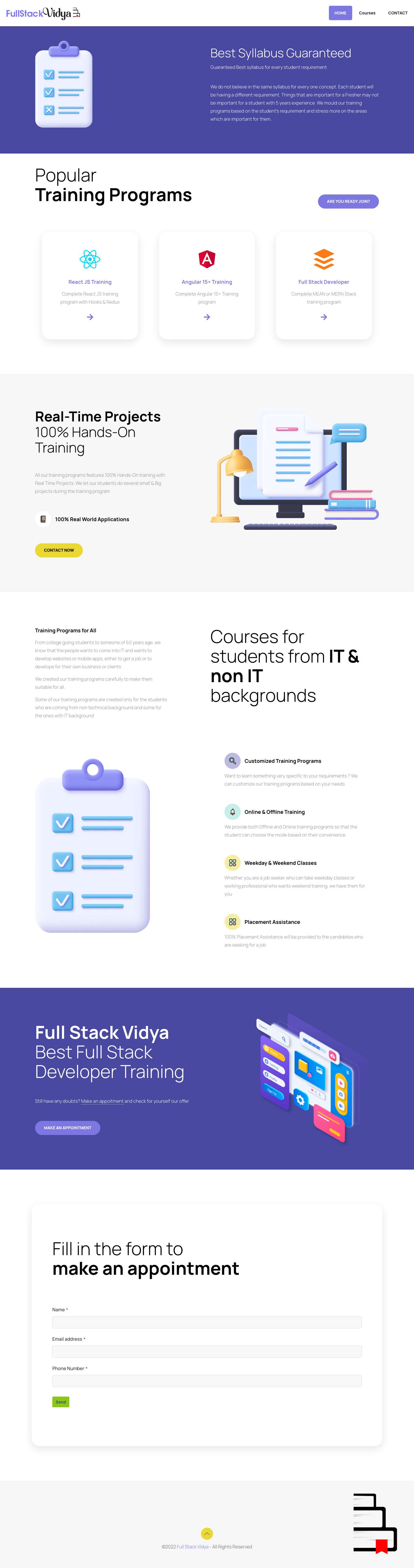 Full Stack Developer, React JS, Next JS, Angular 17+ Training Institute - Full Stack Vidya - Full Screenshot
