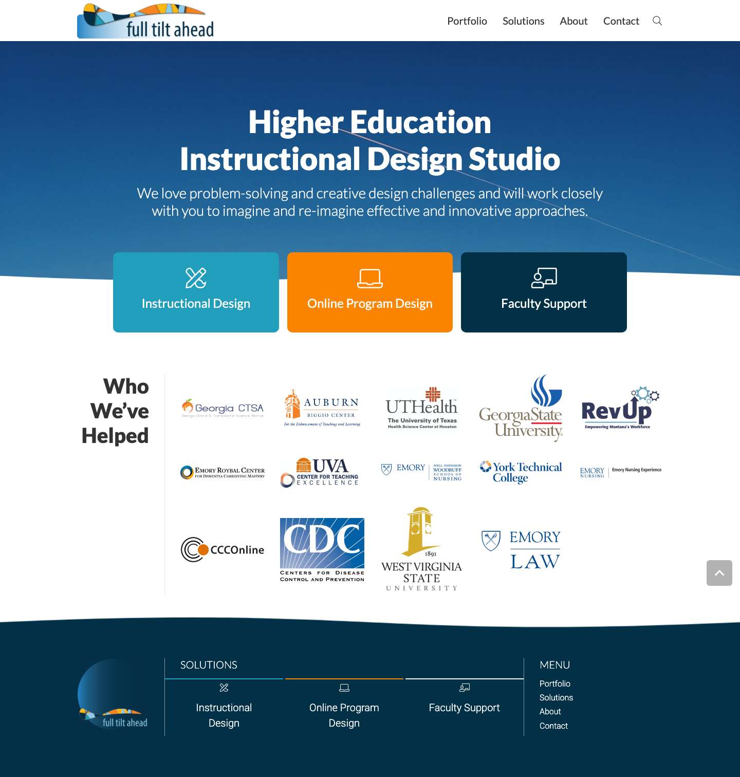 Higher Education Instructional Design Studio | Full Tilt Ahead - Full Screenshot
